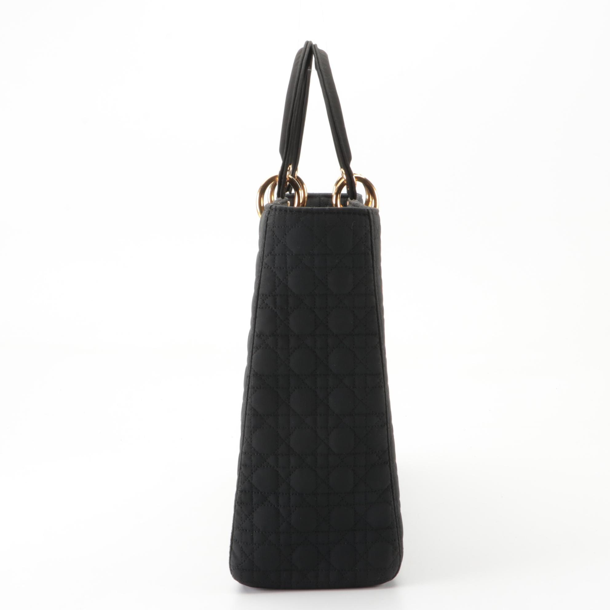 Christian Dior Lady Dior Tote in Black Cannage Quilted Canvas