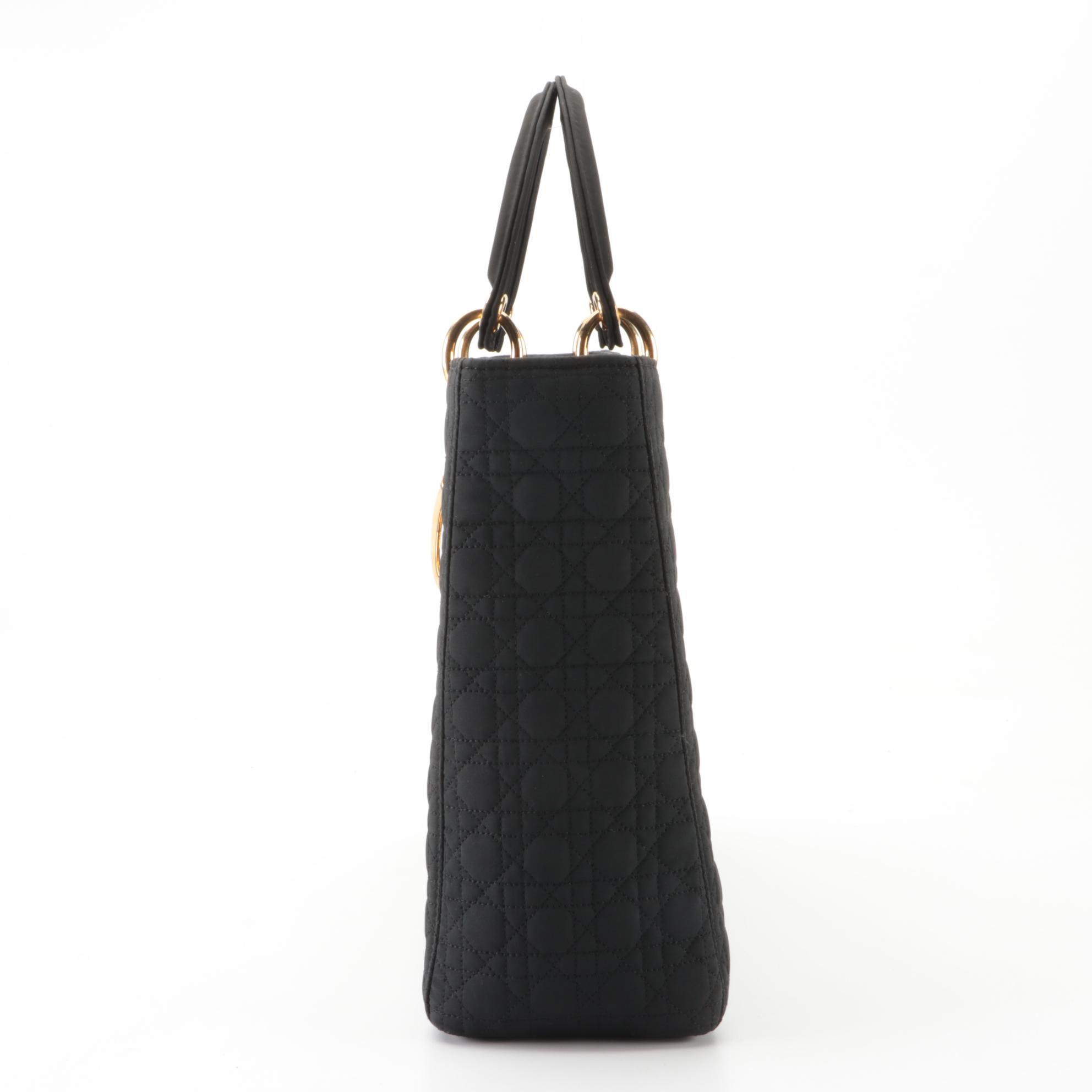 Christian Dior Lady Dior Tote in Black Cannage Quilted Canvas