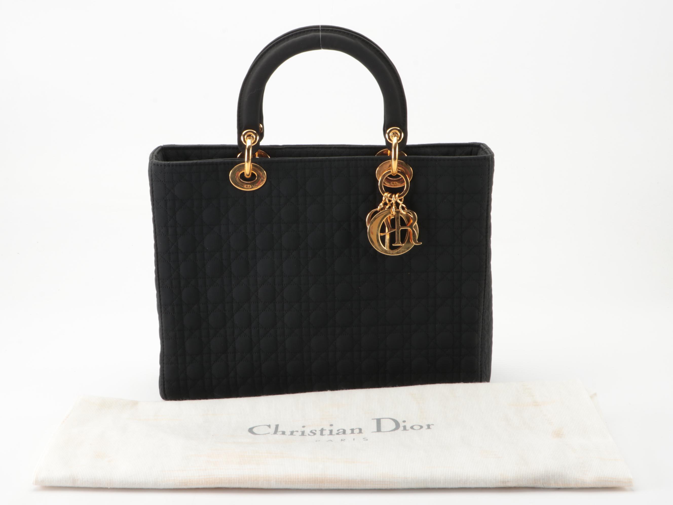Christian Dior Lady Dior Tote in Black Cannage Quilted Canvas