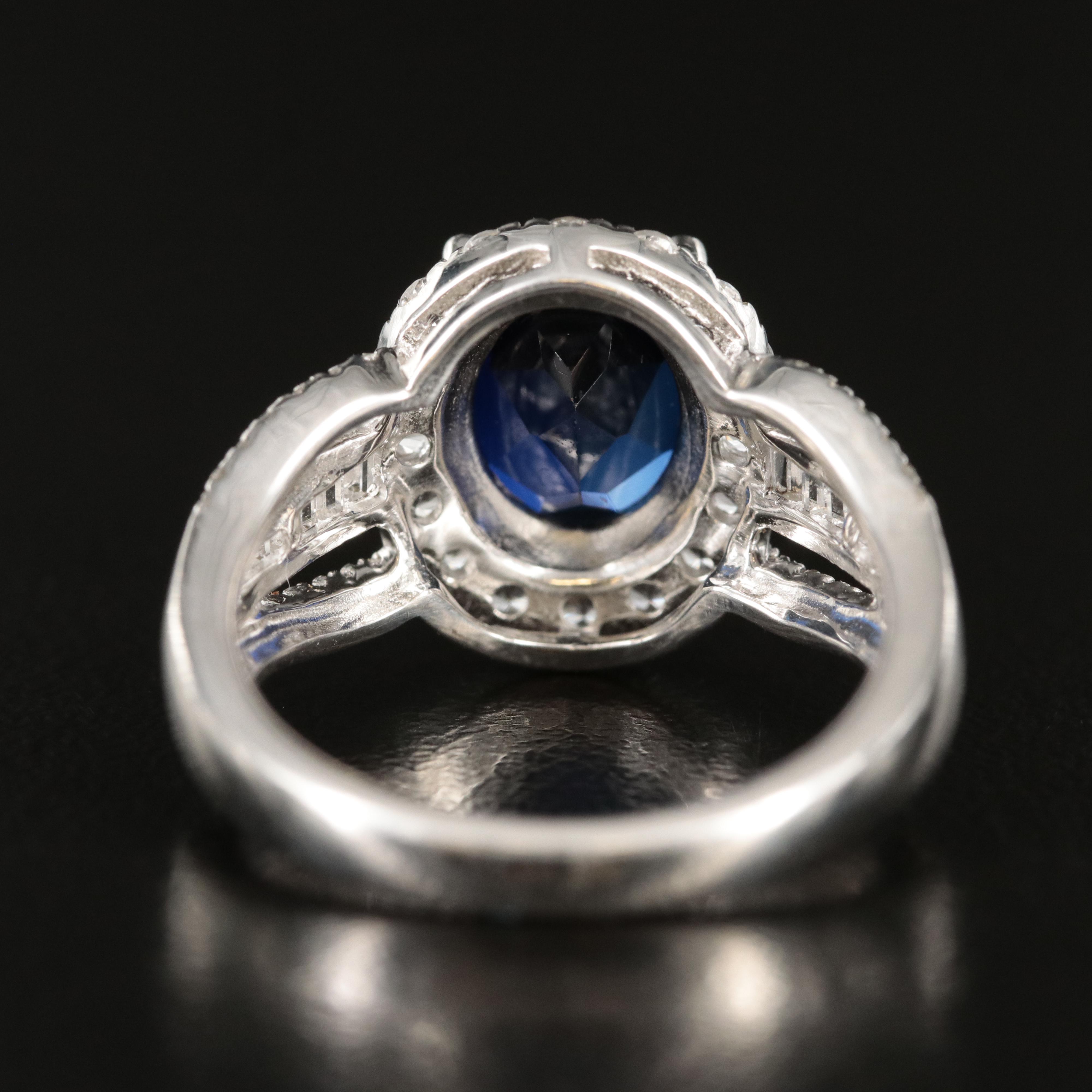 Sterling Sapphire and White Sapphire Ring