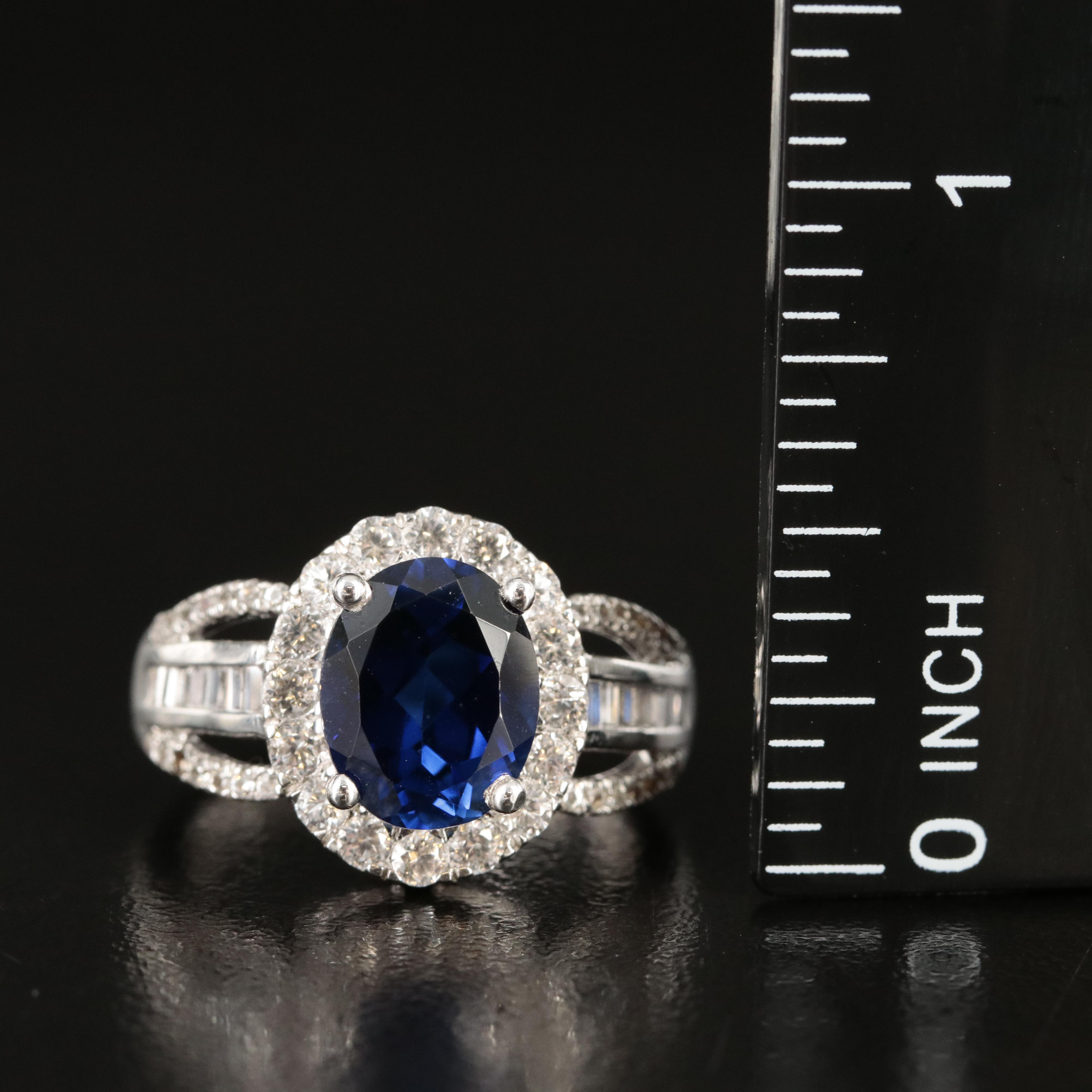 Sterling Sapphire and White Sapphire Ring