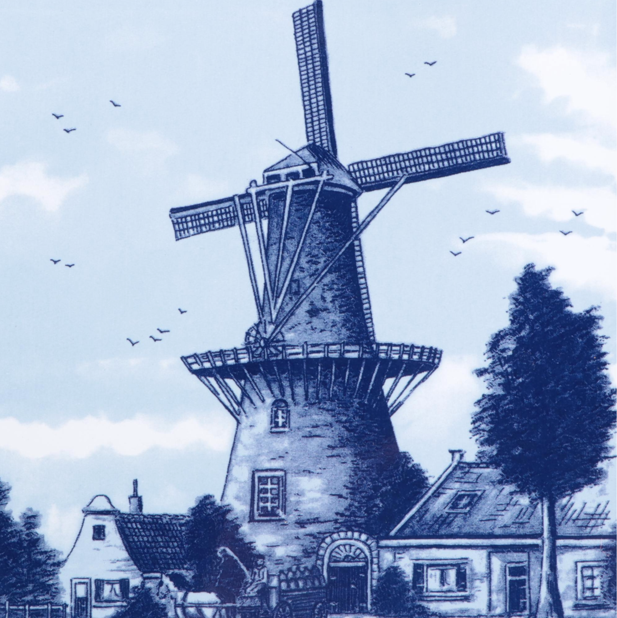 Delft Ceramic Tiles with Windmill Scenes