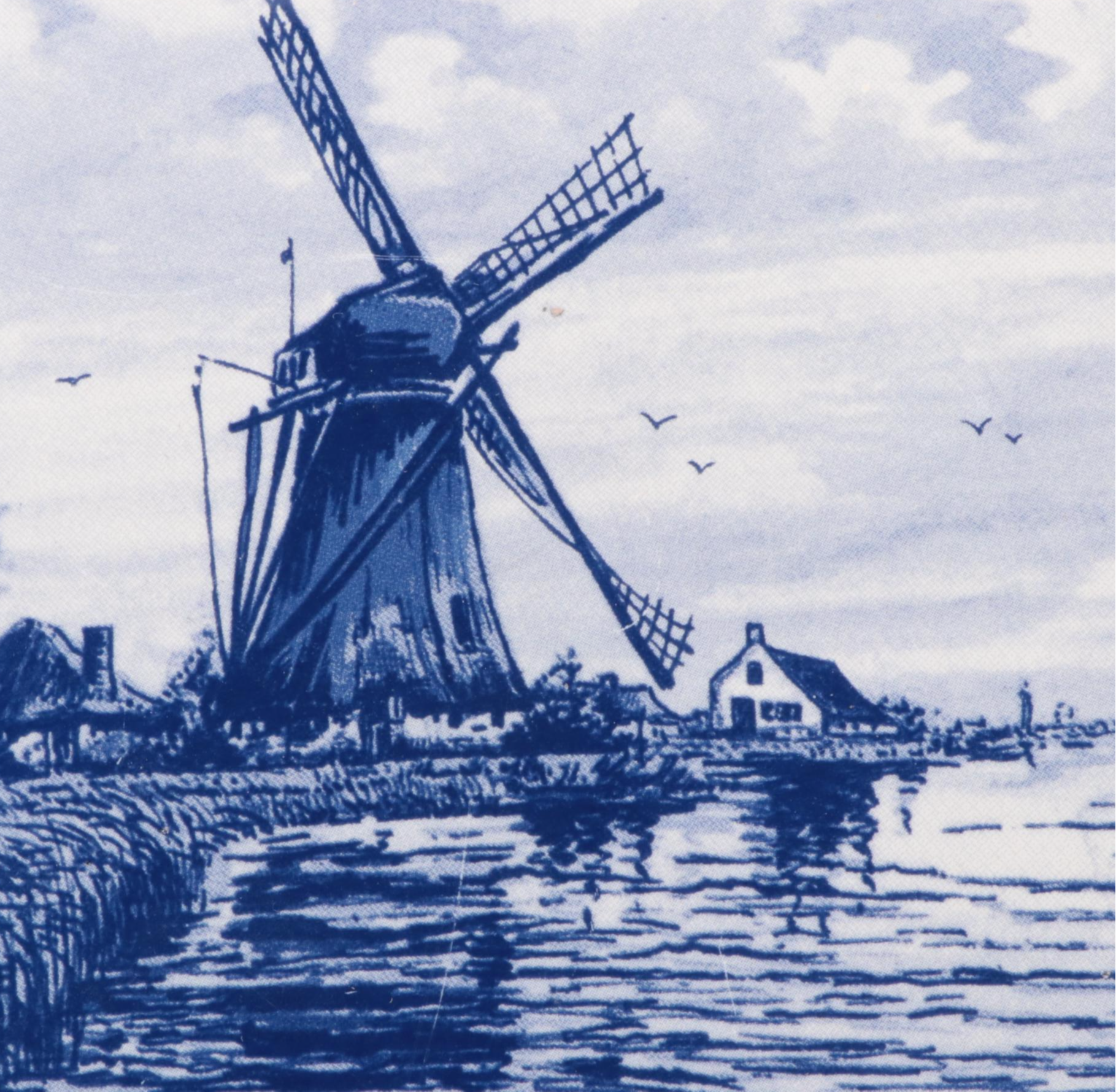 Delft Ceramic Tiles with Windmill Scenes