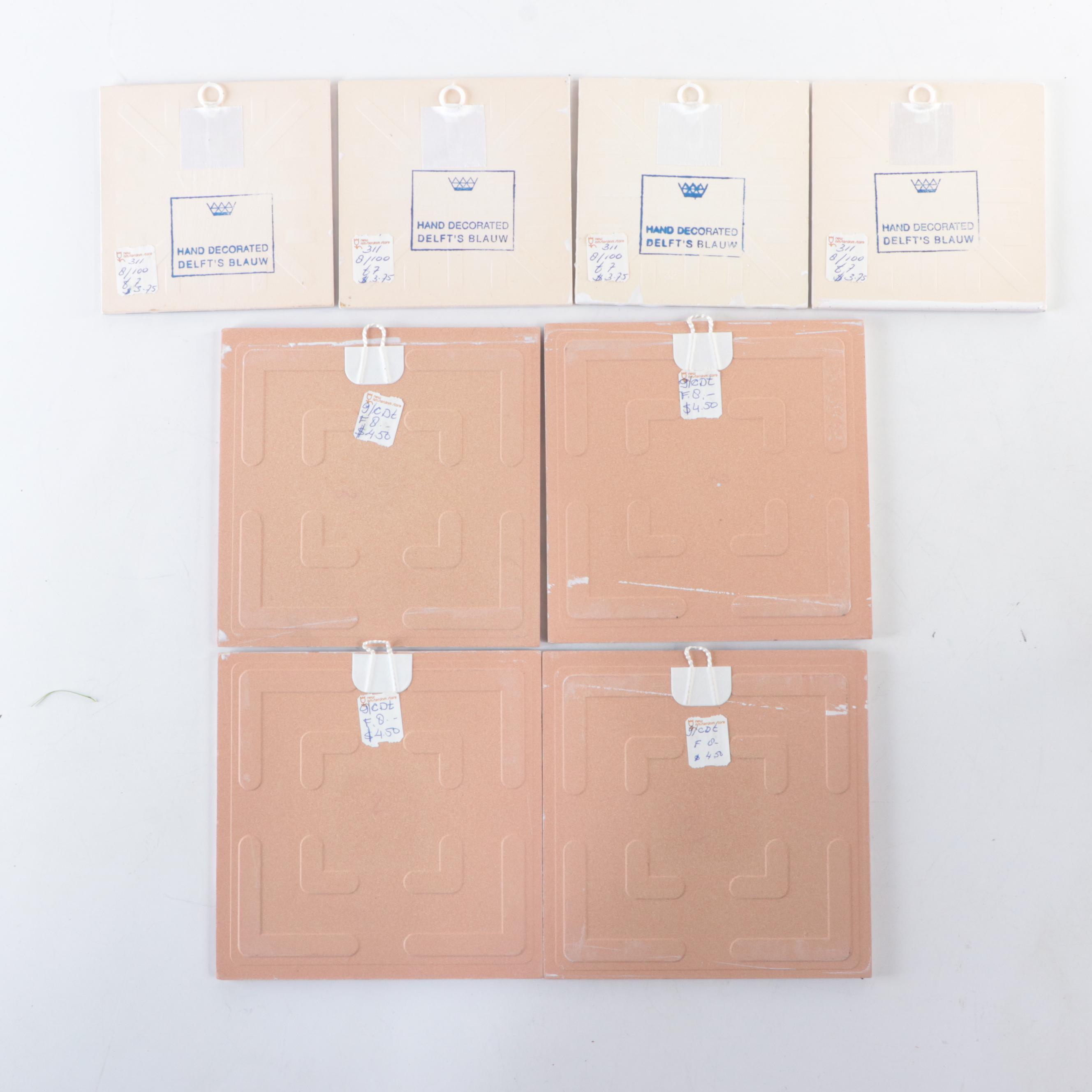 Delft Ceramic Tiles with Windmill Scenes