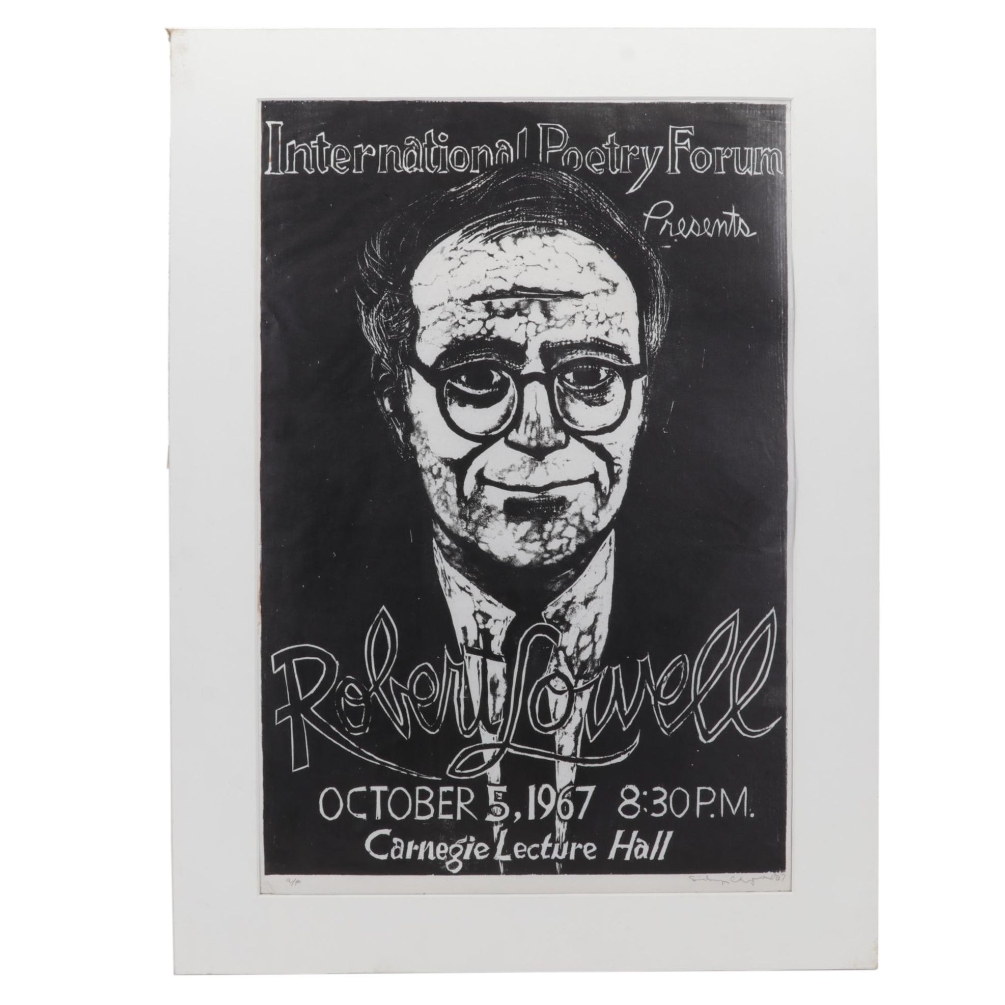 Sidney Chafetz Woodcut "Robert Lowell," 1967