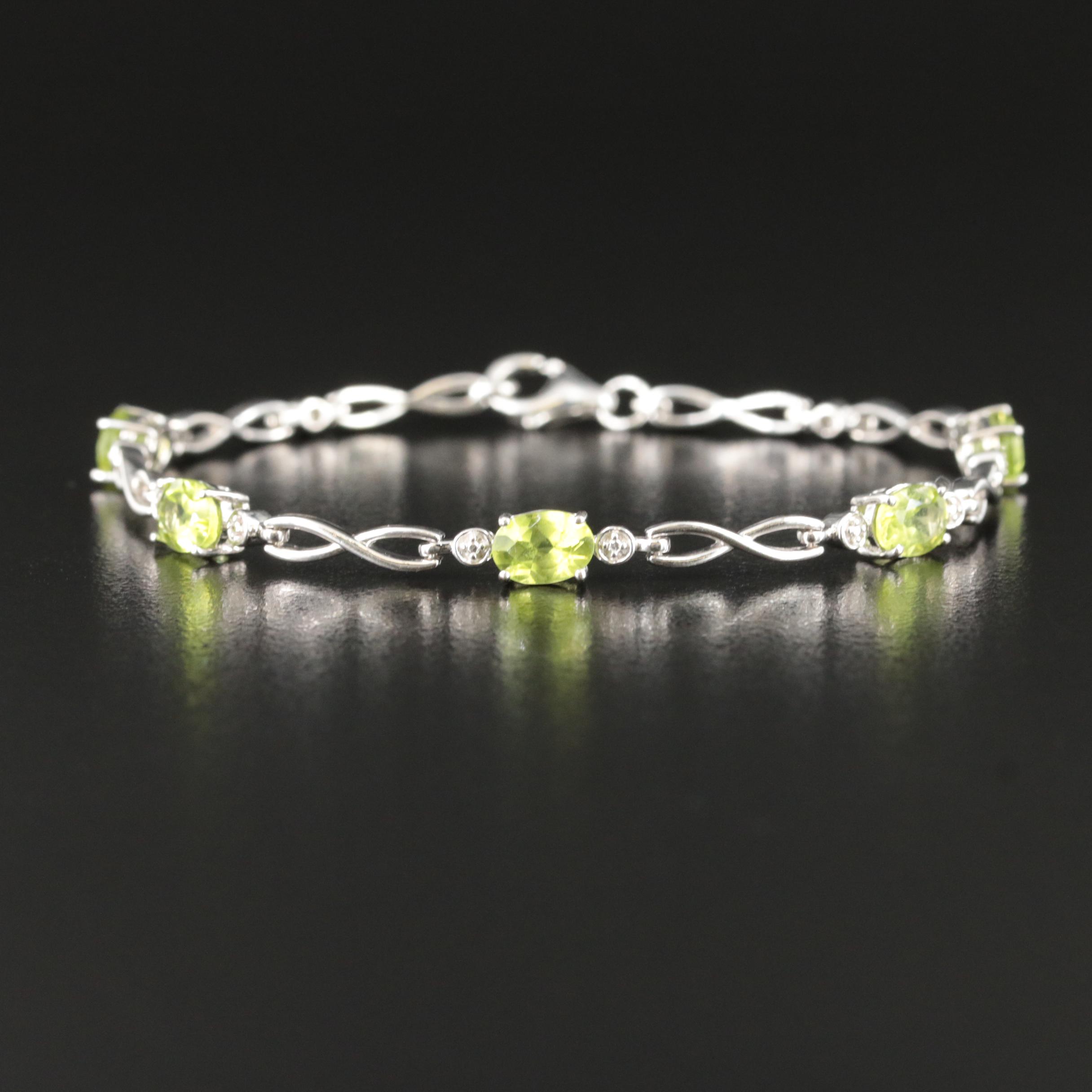 Sterling Peridot Infinity Link Bracelet