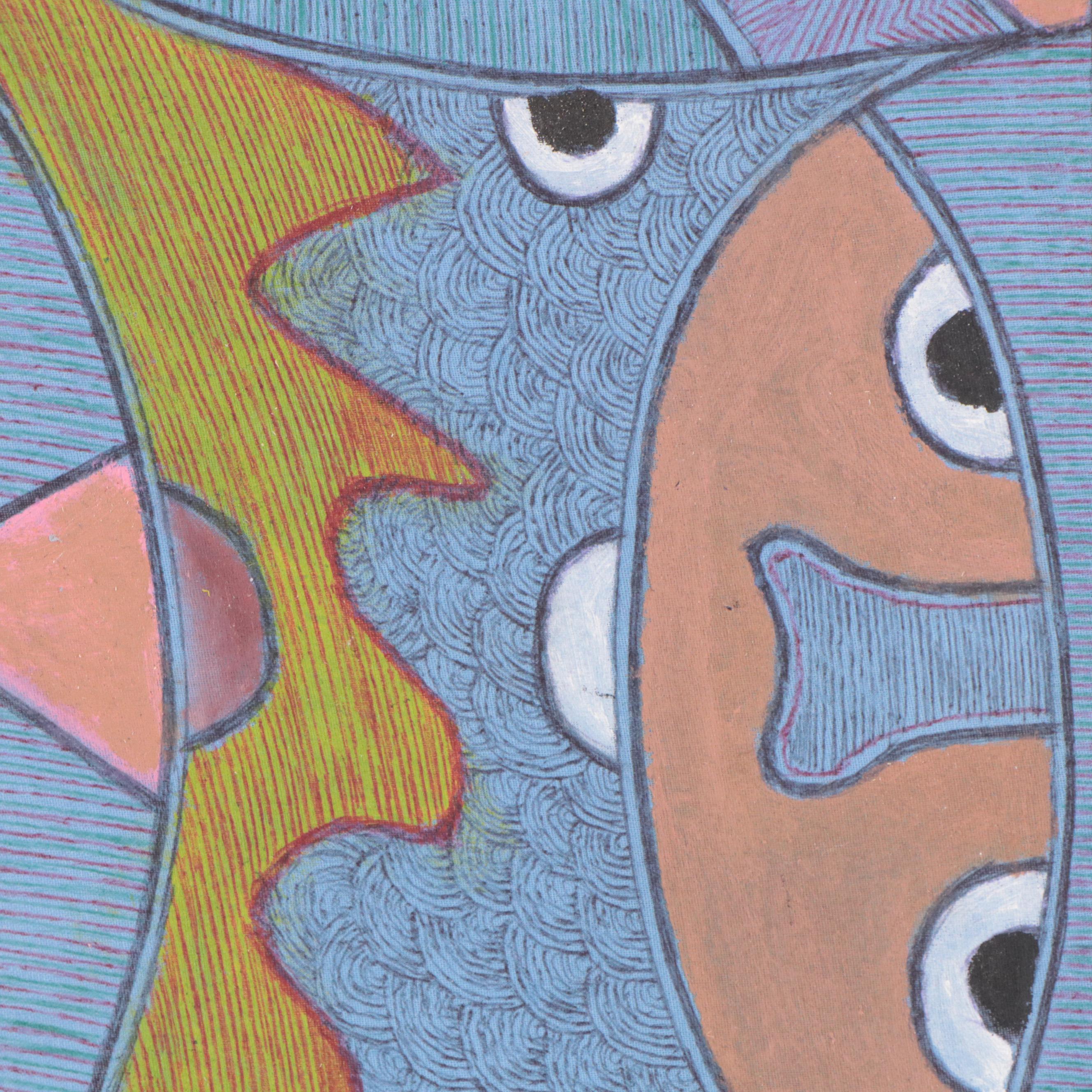 Kayode Buraimoh Abstract Figural Mixed Media Painting, 2016