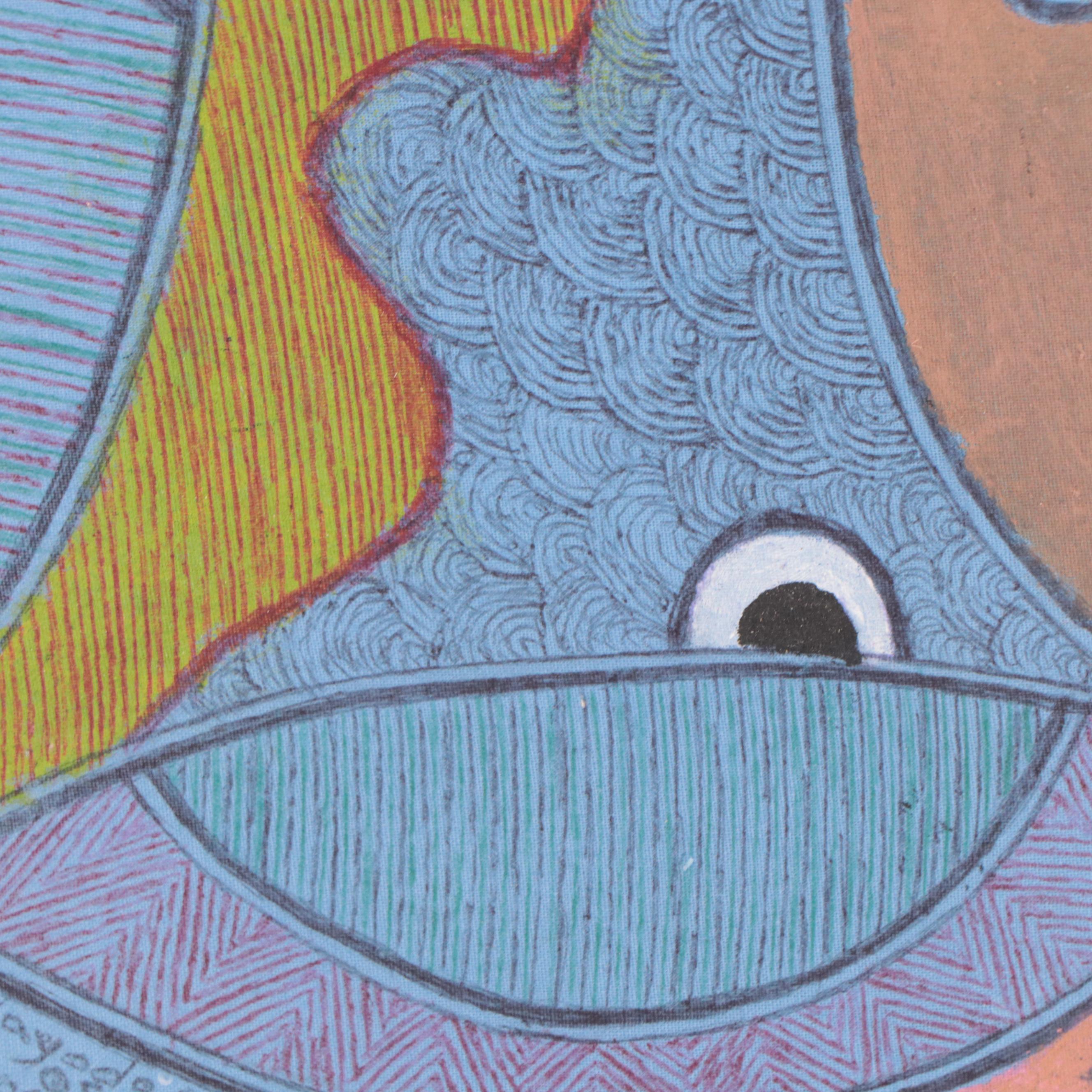 Kayode Buraimoh Abstract Figural Mixed Media Painting, 2016