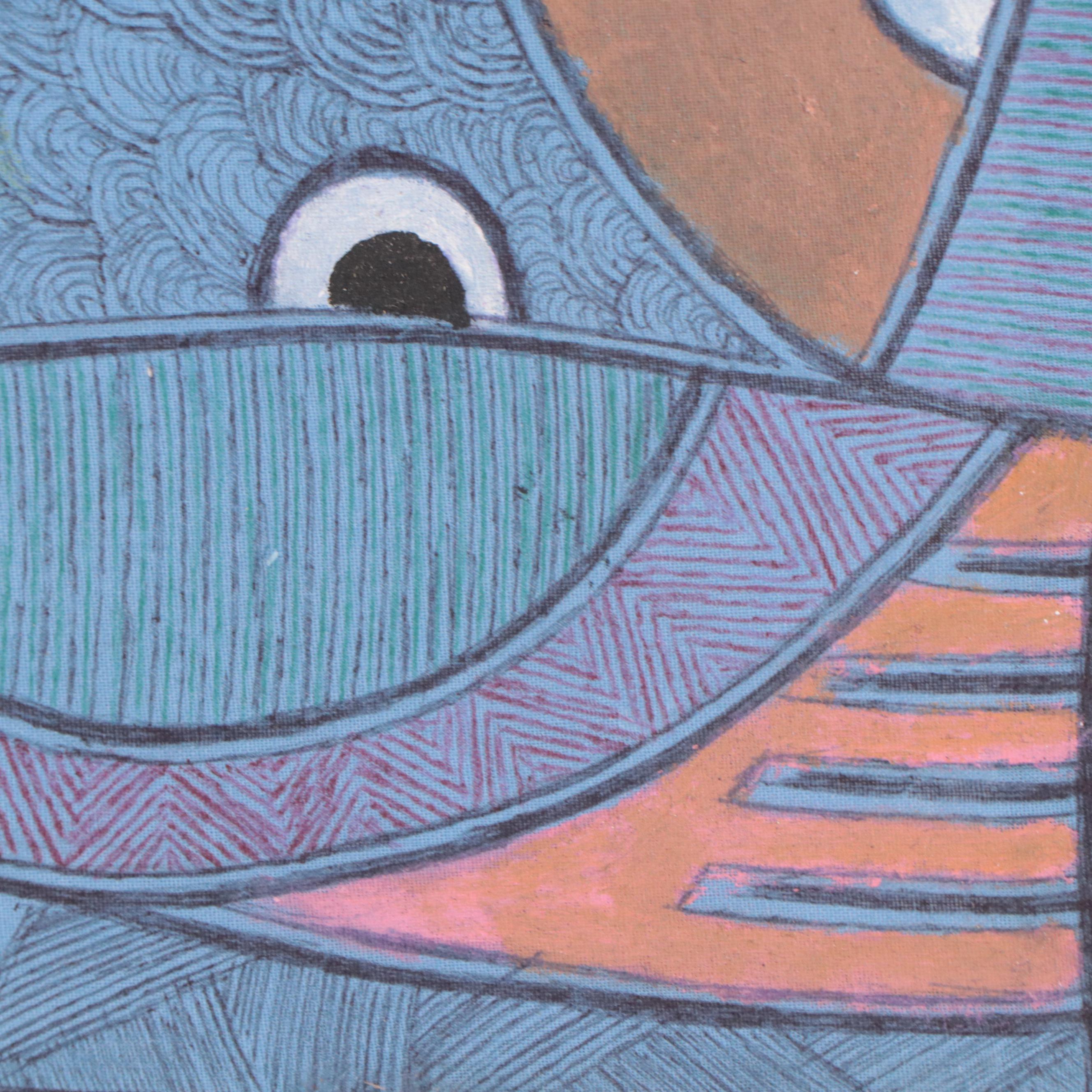 Kayode Buraimoh Abstract Figural Mixed Media Painting, 2016