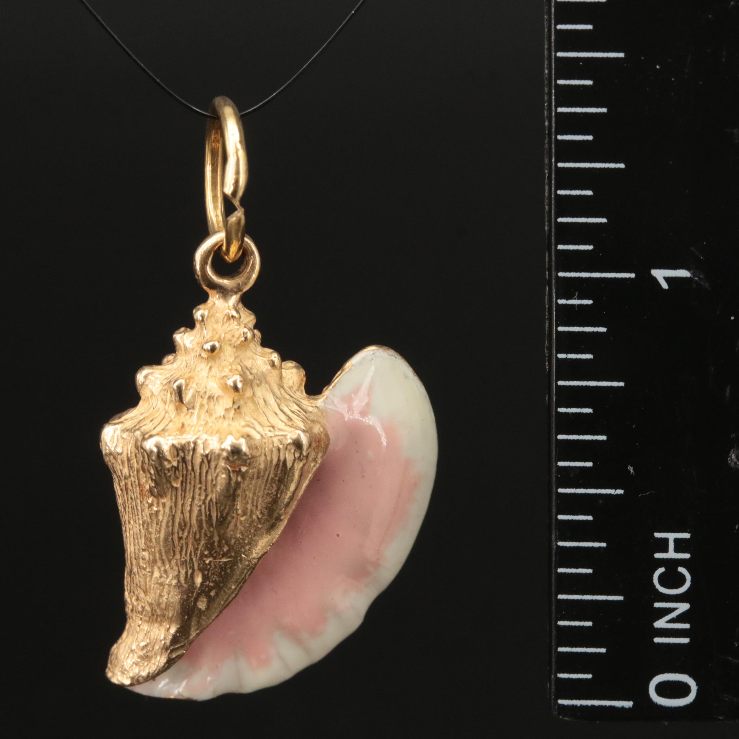 14K Conch Shell with Enamel Pendant