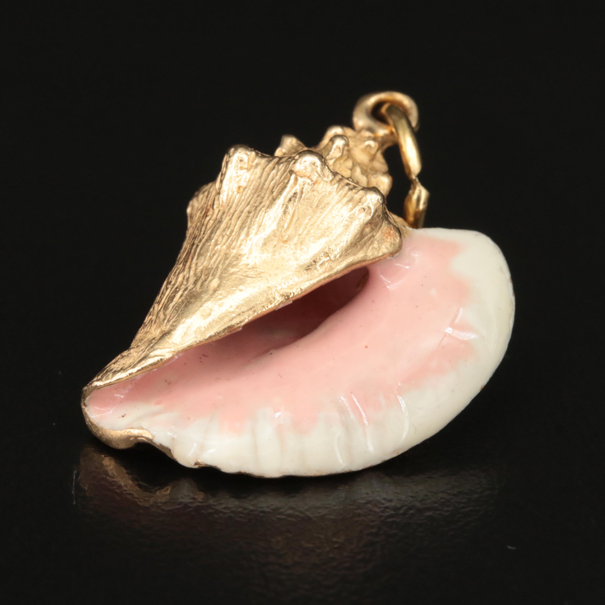 14K Conch Shell with Enamel Pendant