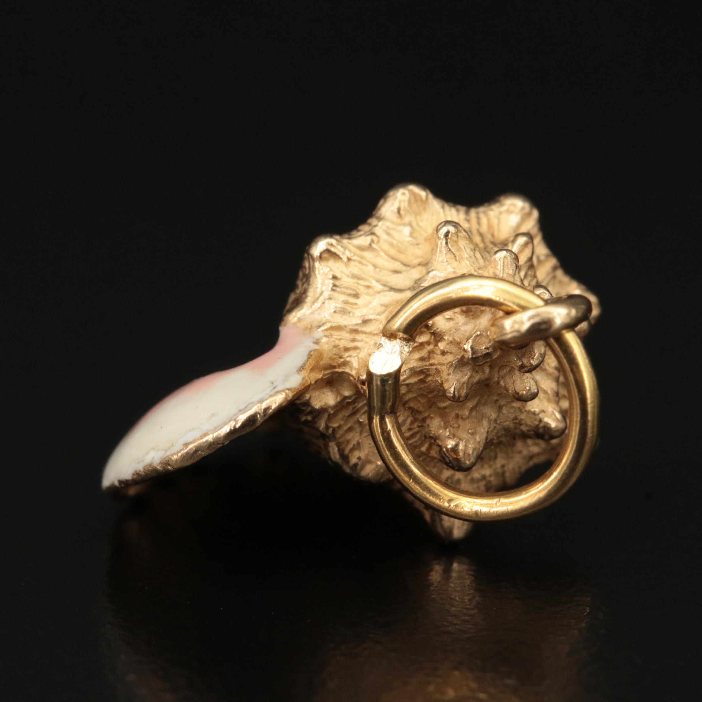 14K Conch Shell with Enamel Pendant