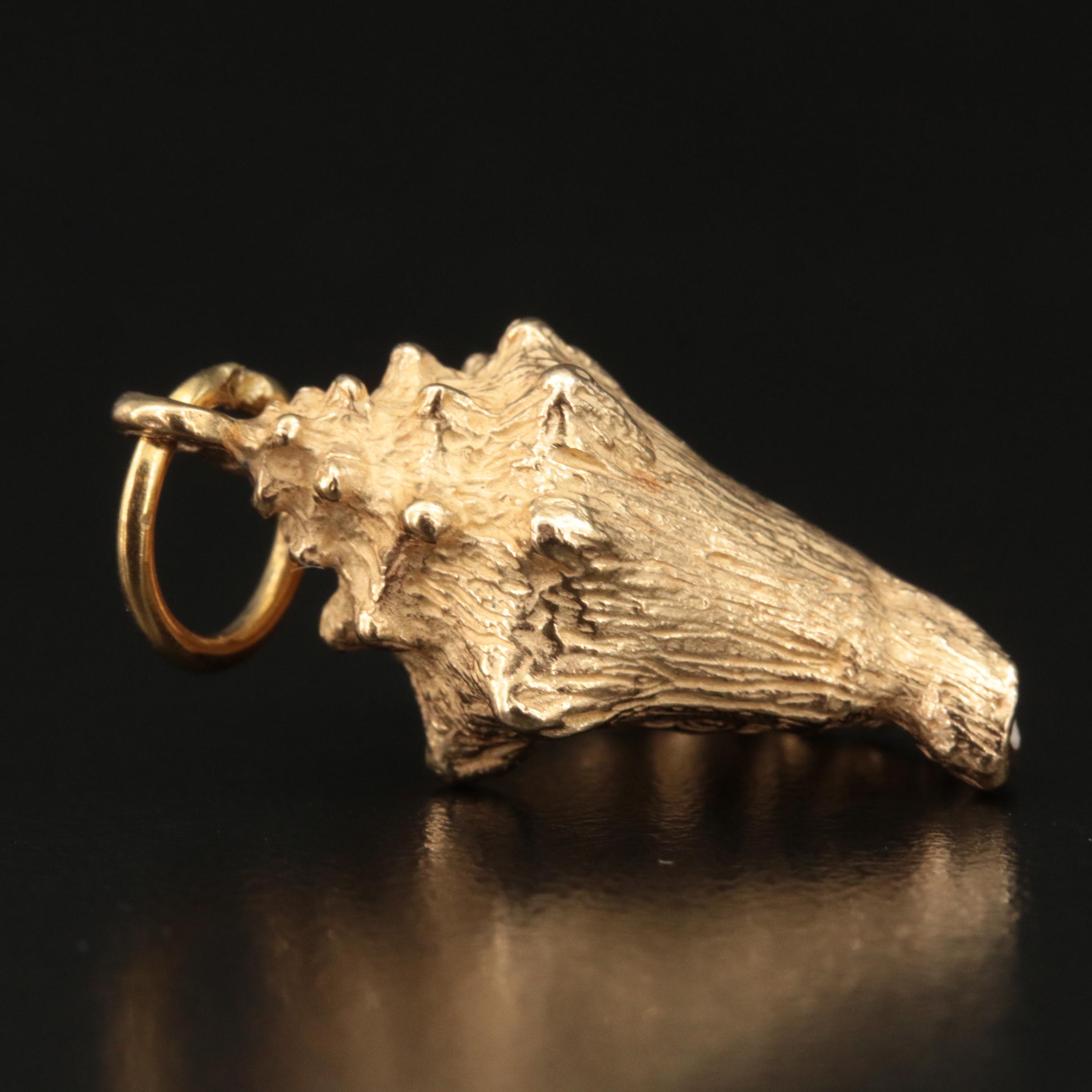 14K Conch Shell with Enamel Pendant