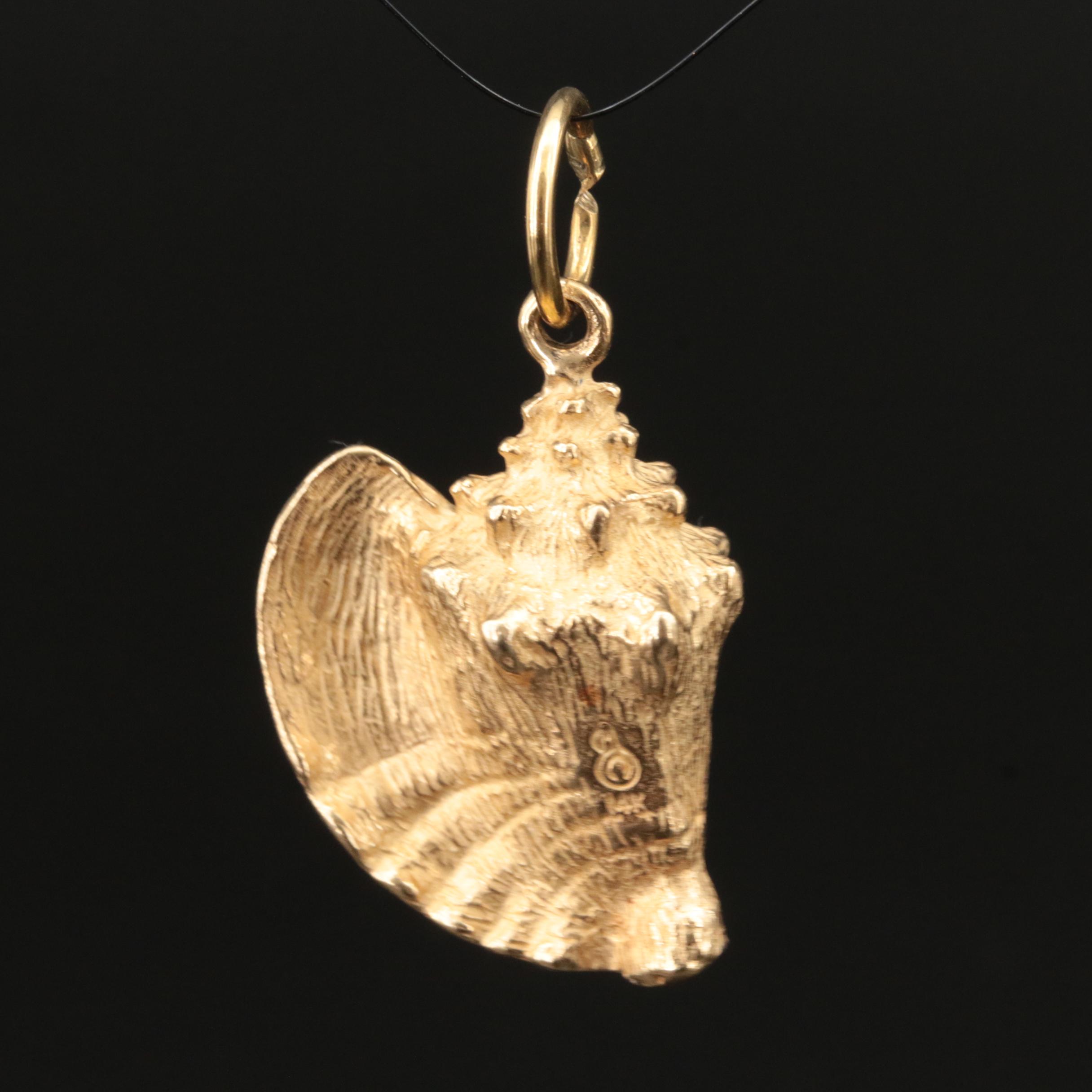 14K Conch Shell with Enamel Pendant