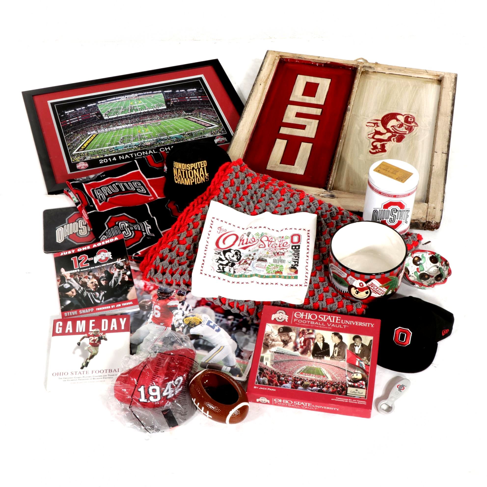 Ohio State Buckeyes Memorabilia Featuring Wall Hangings, Blankets, and More