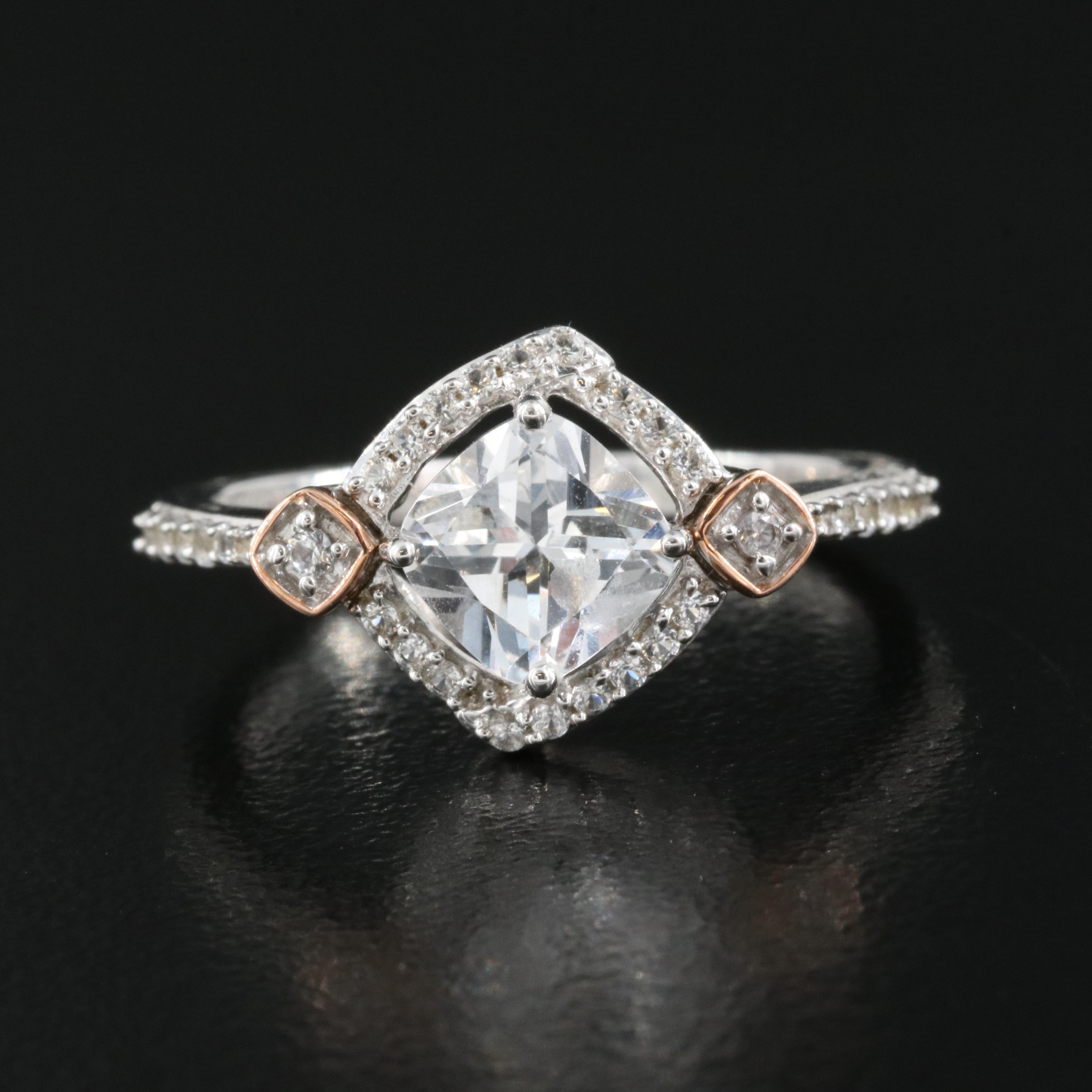 Sterling Sapphire Ring with 10K Rose Gold Accents