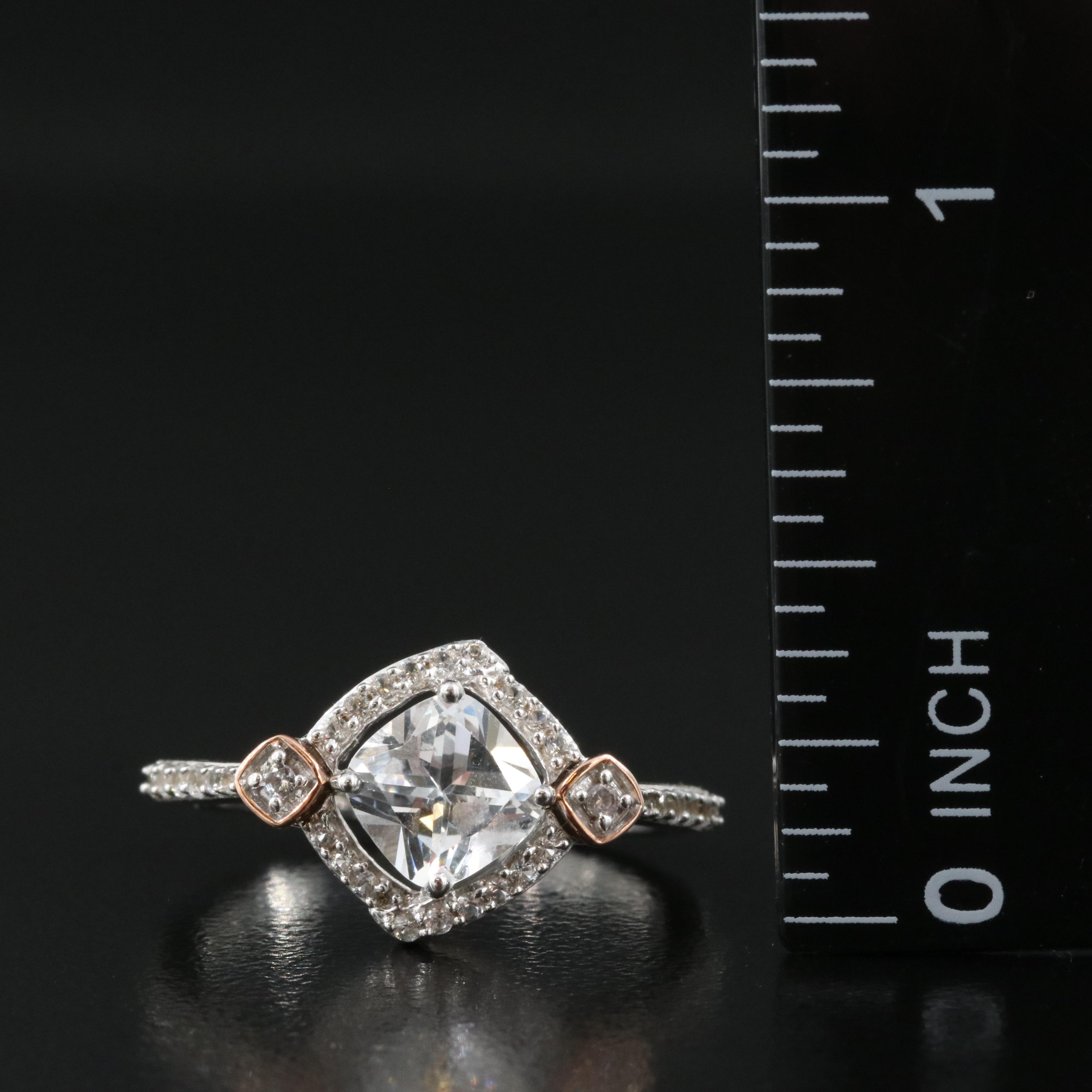 Sterling Sapphire Ring with 10K Rose Gold Accents