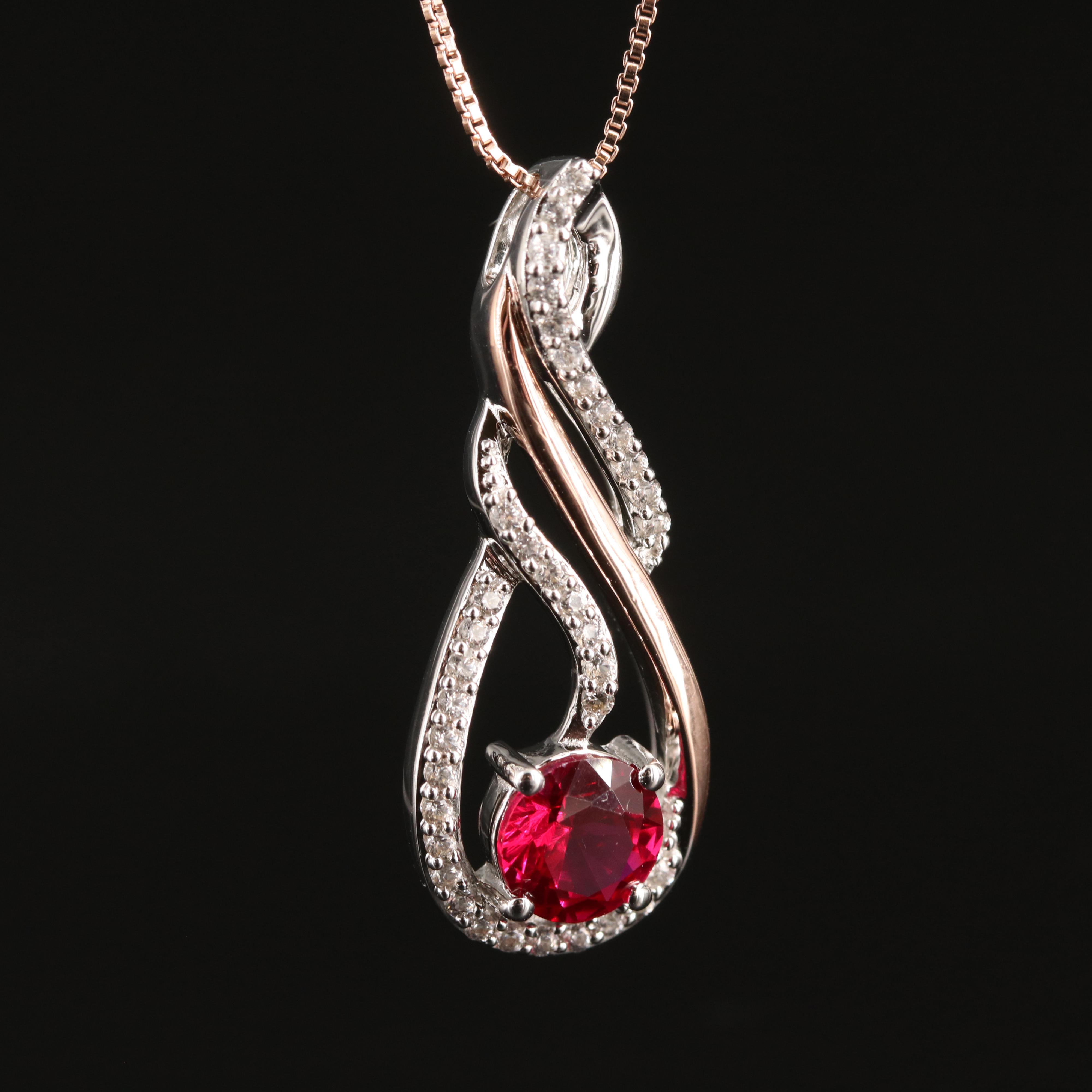 Sterling Ruby and Sapphire Necklace
