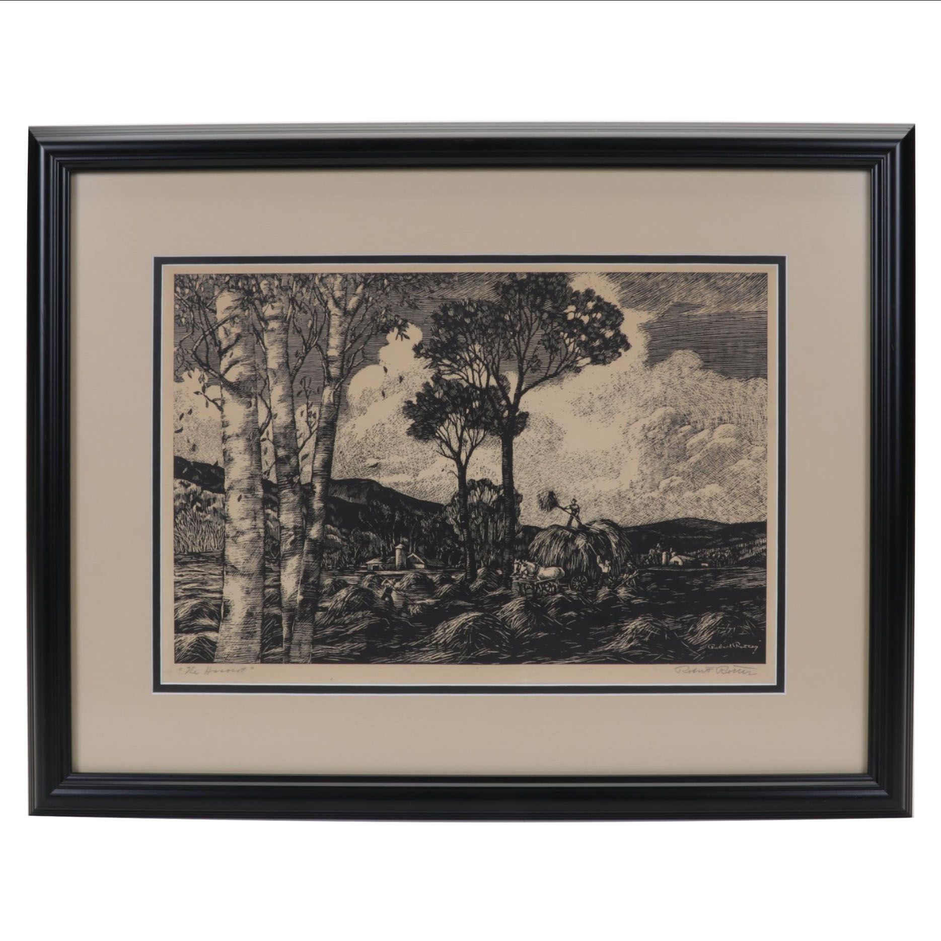 Robert Rotter Linocut "The Harvest," Circa 1975