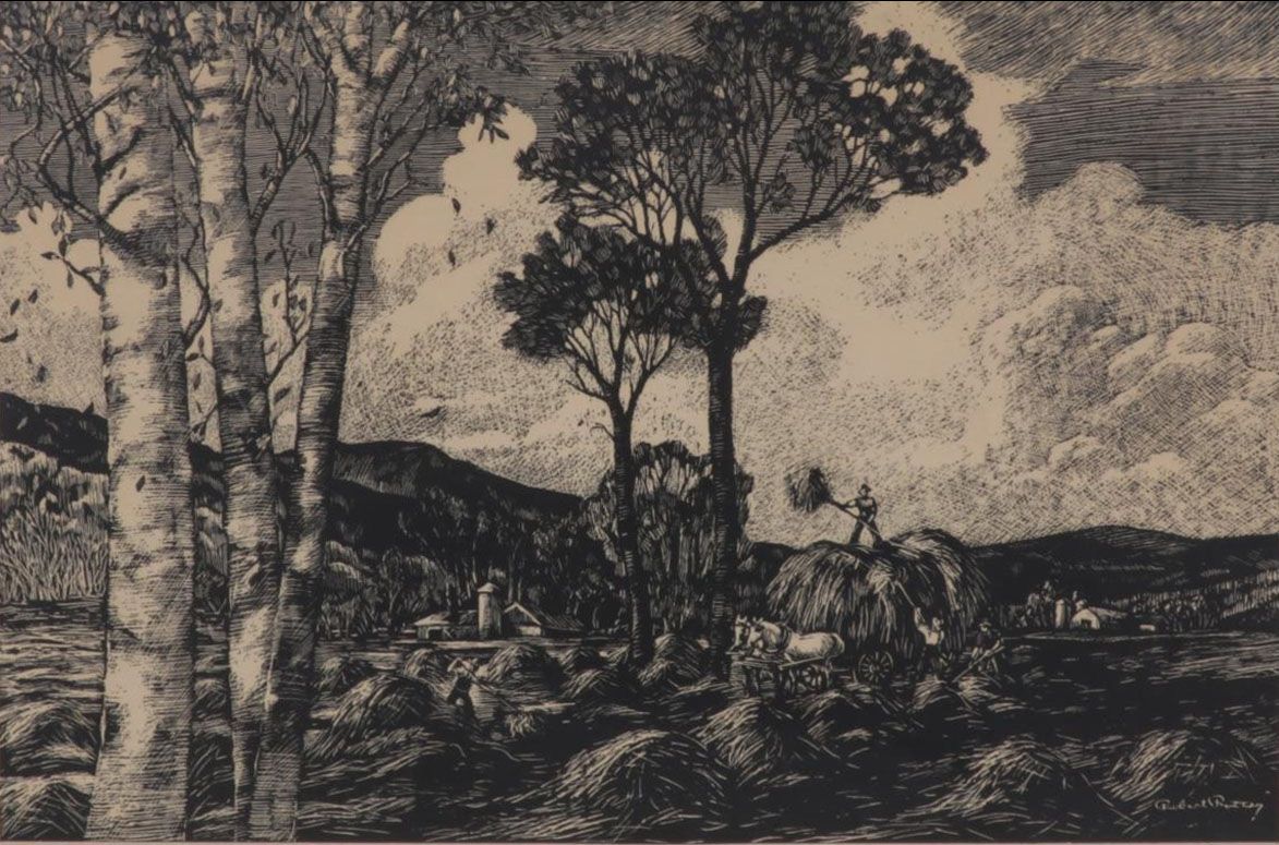 Robert Rotter Linocut "The Harvest," Circa 1975