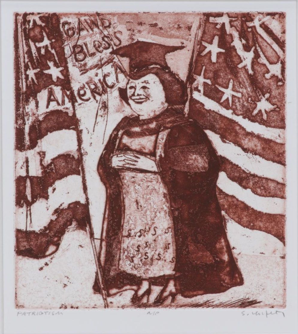 Sidney Chafetz Etching with Aquatint "Patriotism," 1970