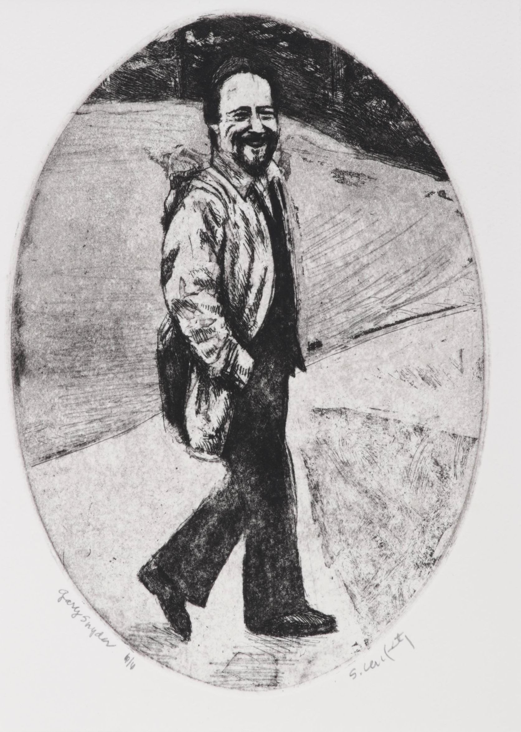 Sidney Chafetz Etching "Gary Snyder," 1987