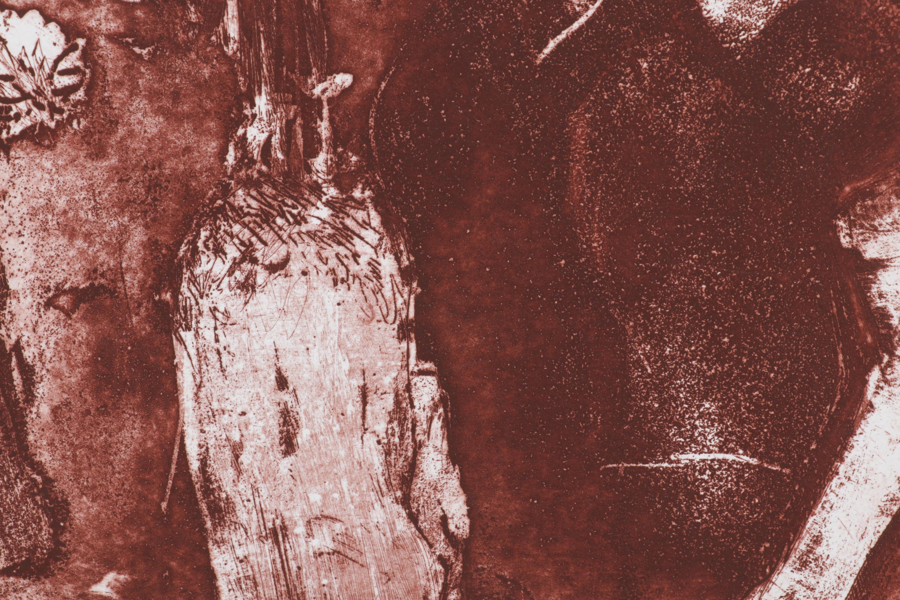 Sidney Chafetz Satirical Etching and Aquatint "Hostesses," Circa 1970