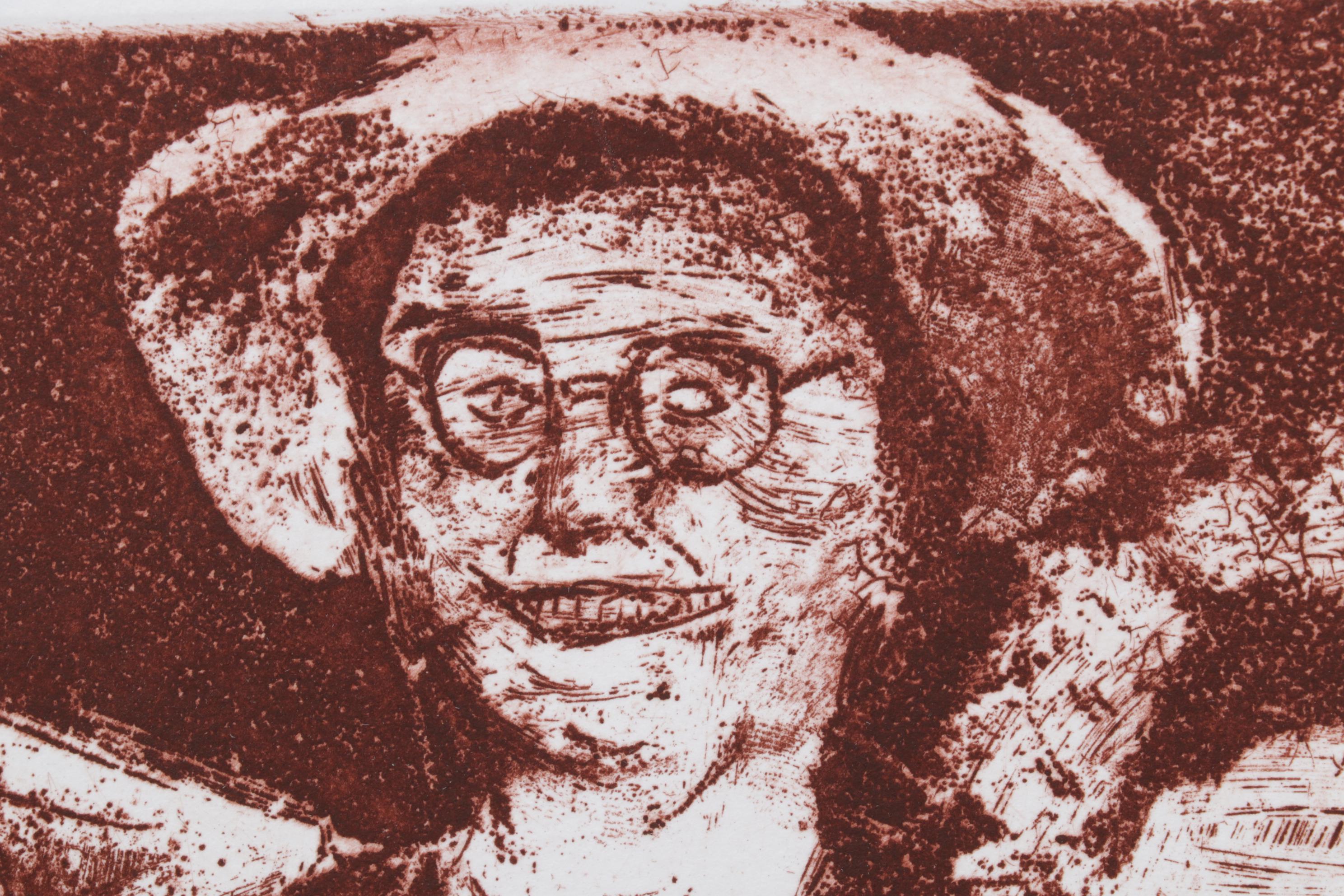 Sidney Chafetz Satirical Etching and Aquatint "Hostesses," Circa 1970