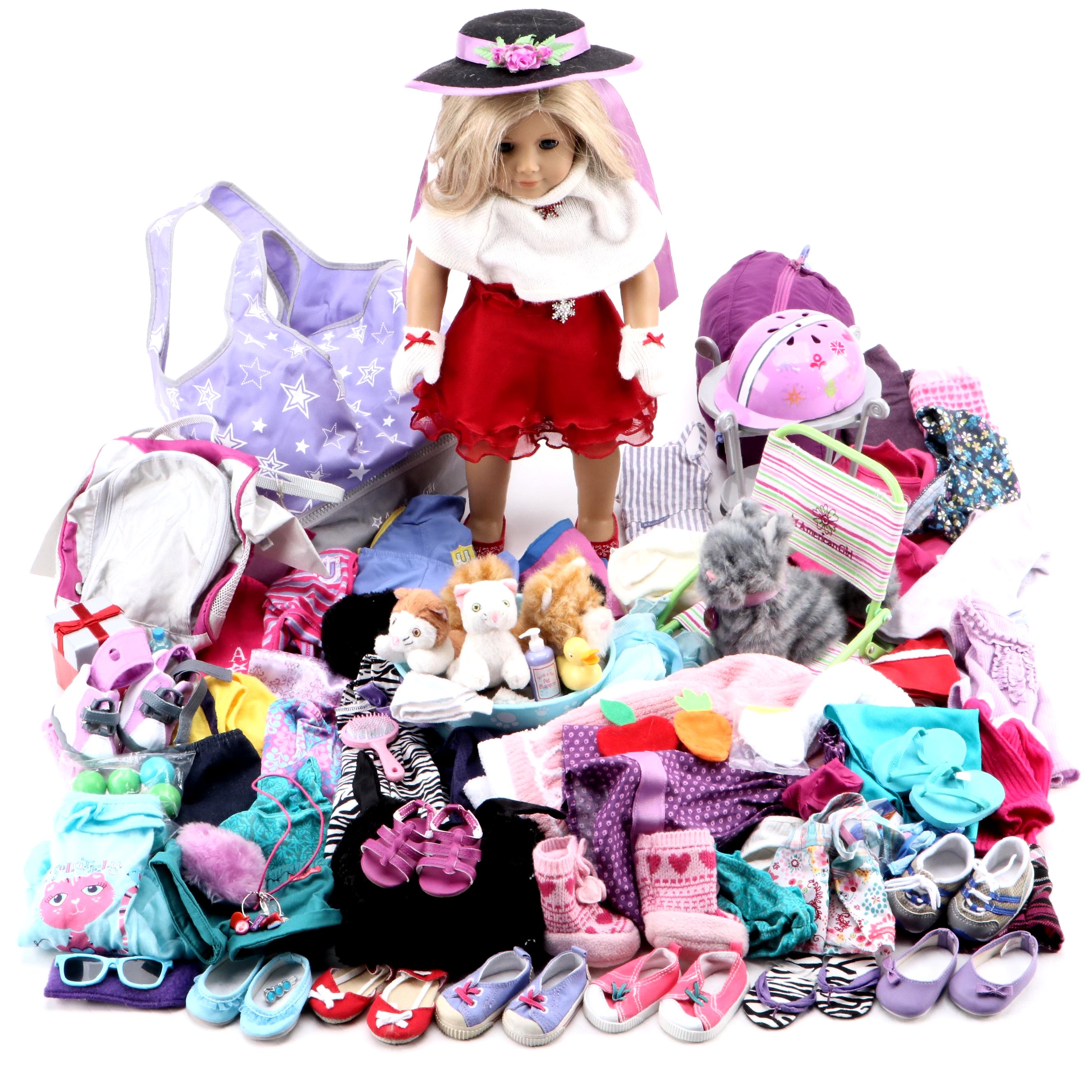 American Girl Doll with Holiday Outfit, Pets, Clothes, Furniture and Accessories