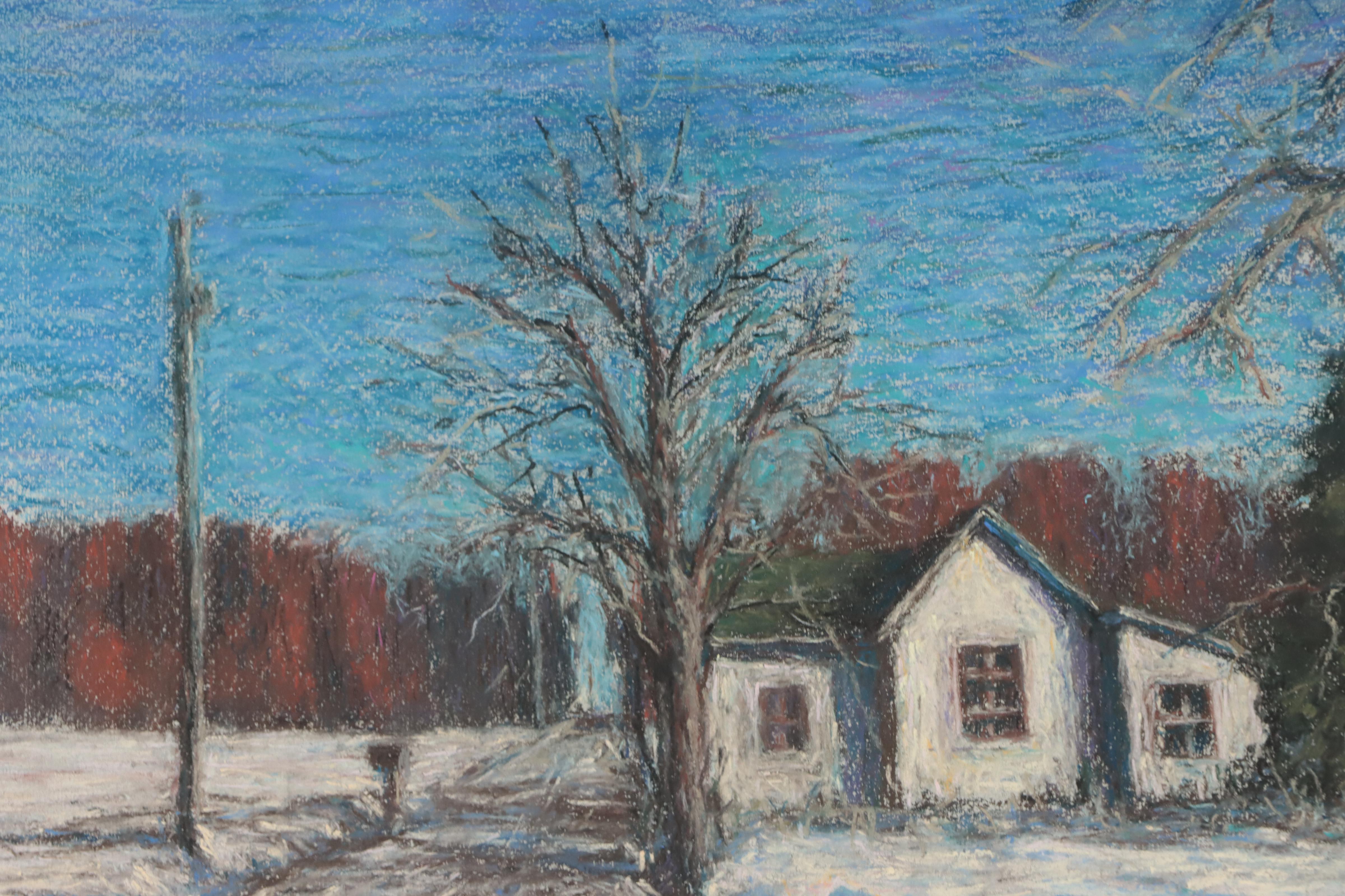 Angel Mercado Pastel Drawing of a Winter Landscape, 1999
