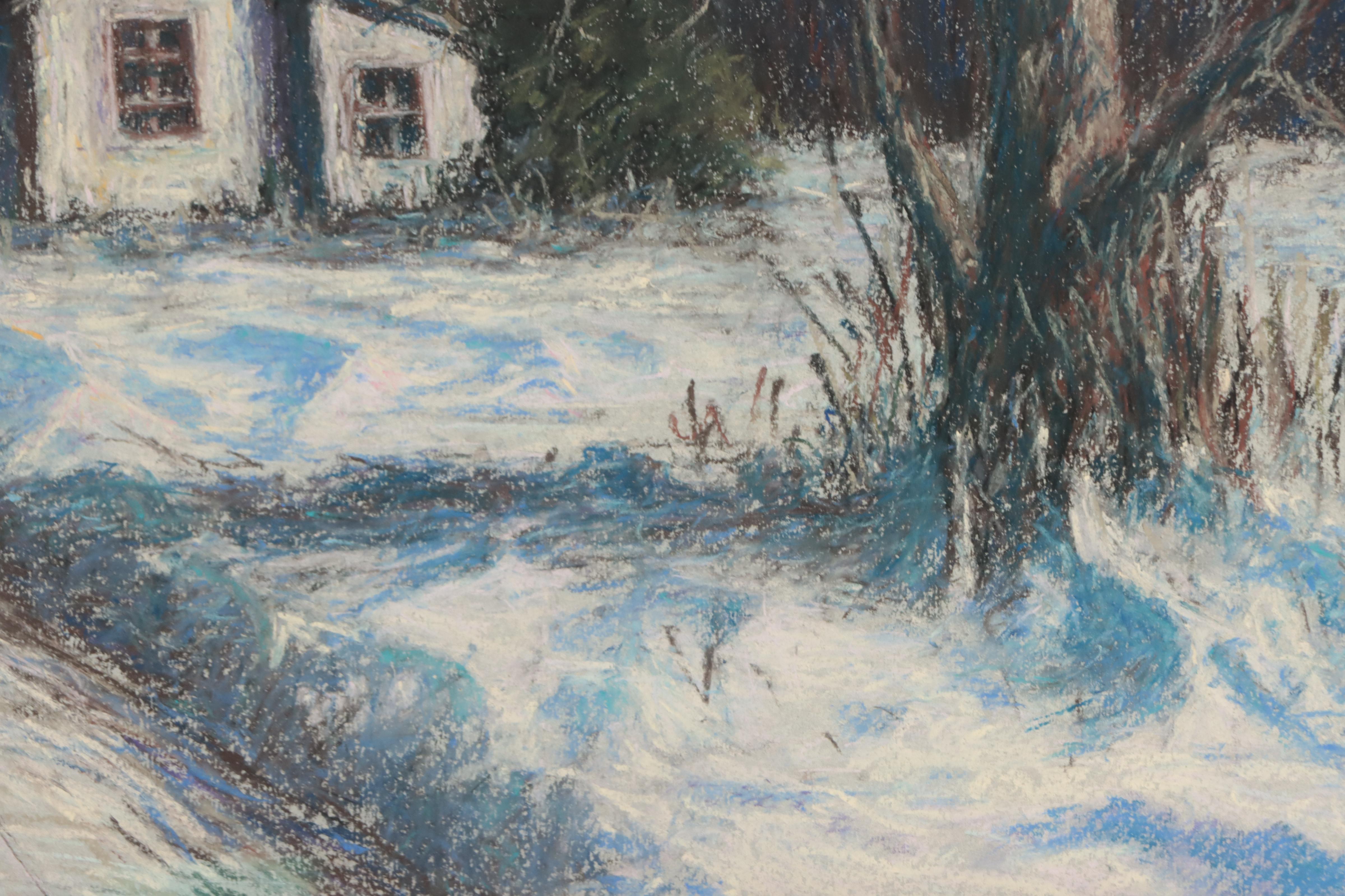 Angel Mercado Pastel Drawing of a Winter Landscape, 1999