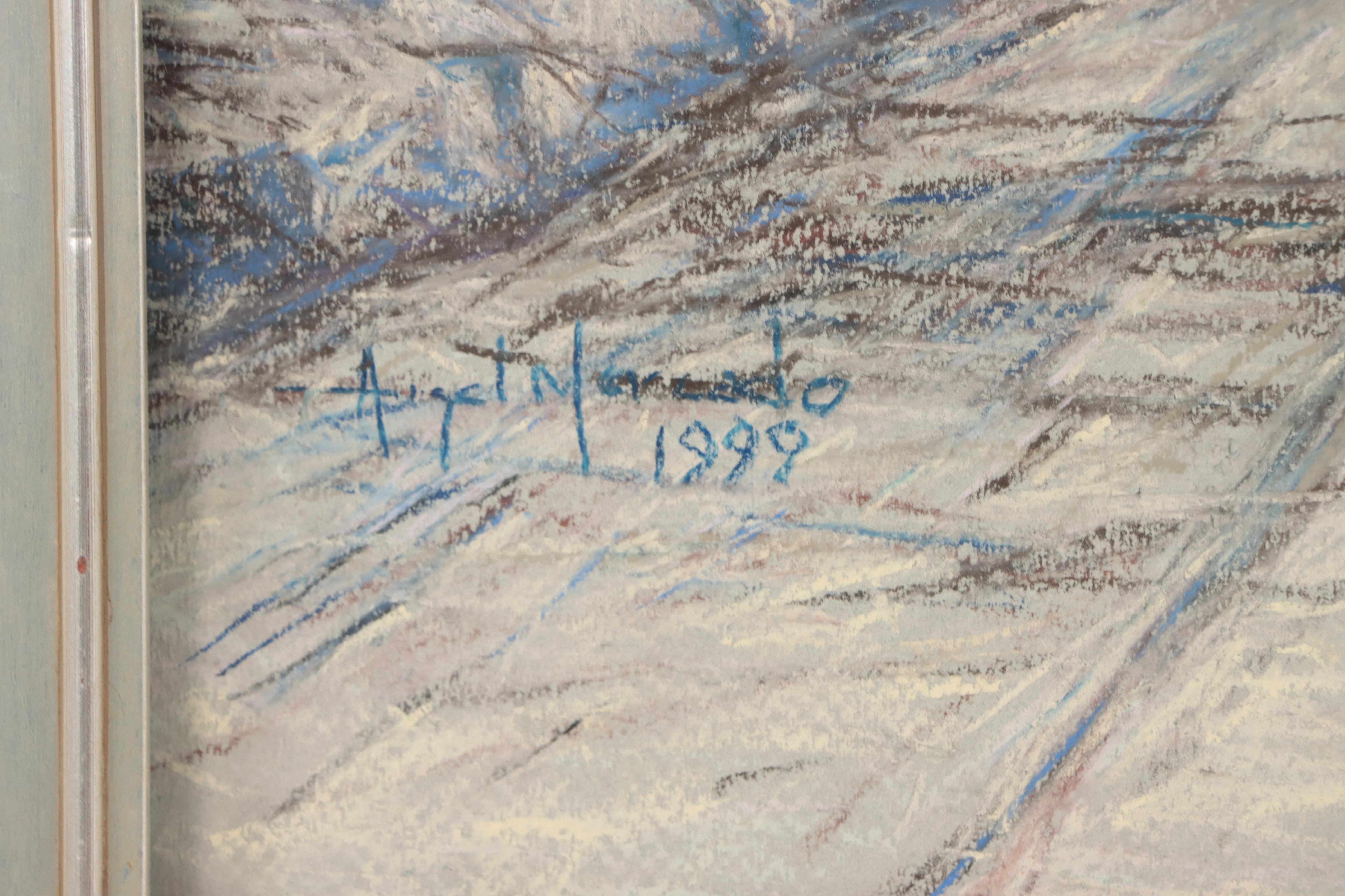 Angel Mercado Pastel Drawing of a Winter Landscape, 1999