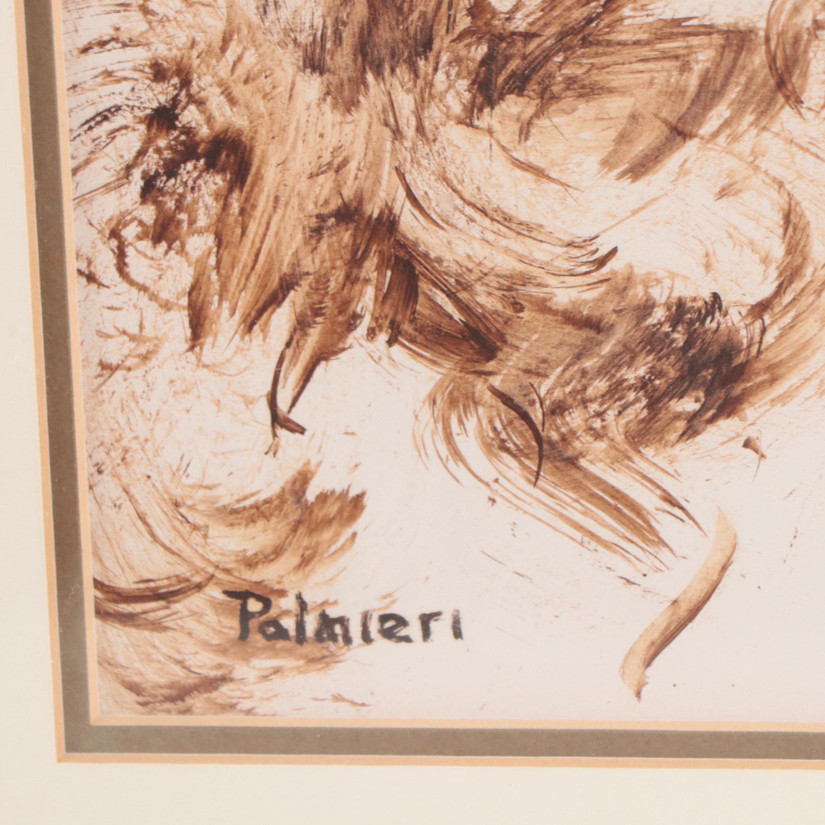 Frank Palmieri Abstract Watercolor Painting of Portrait