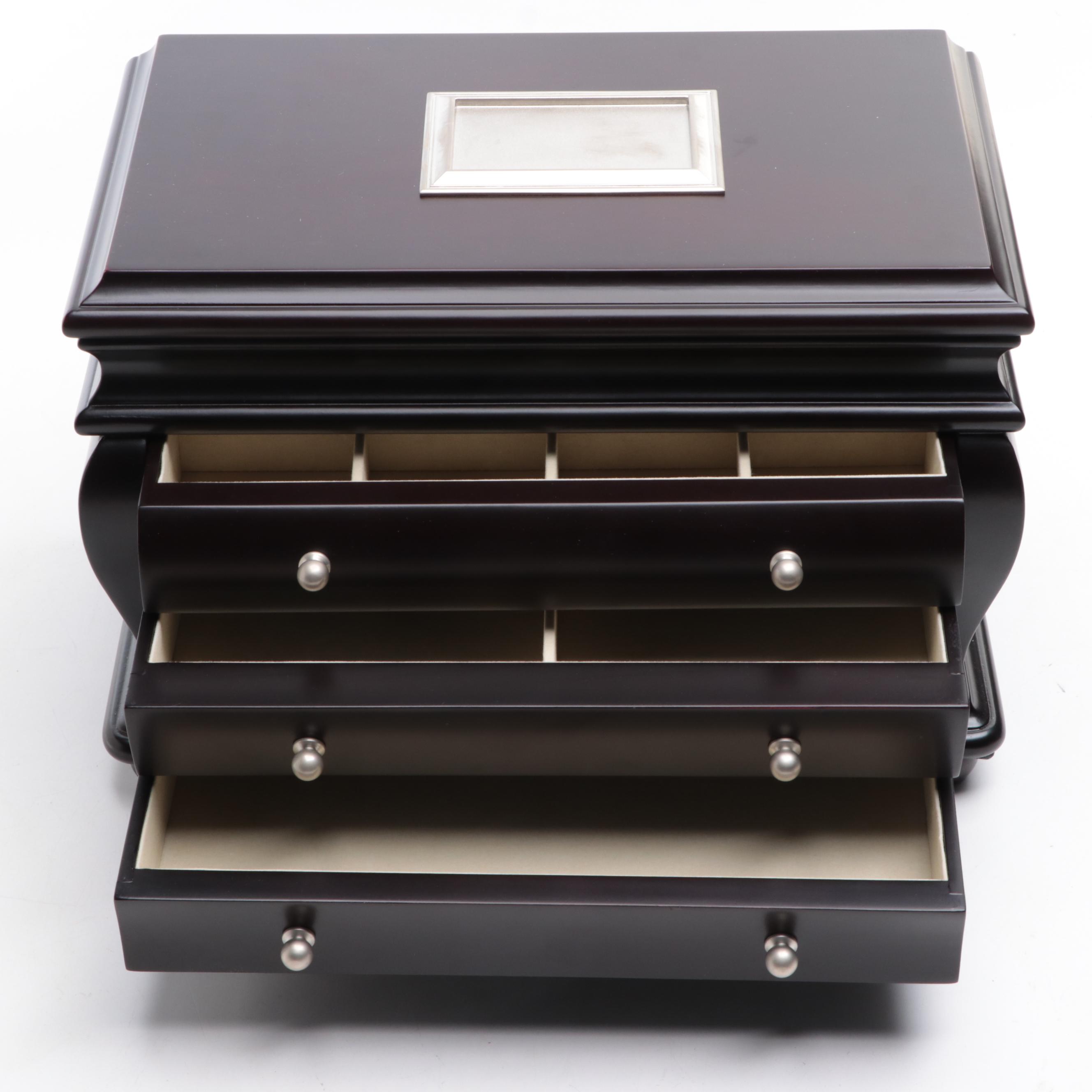 Things Remembered Espresso Finish Three-Drawer Jewelry Box