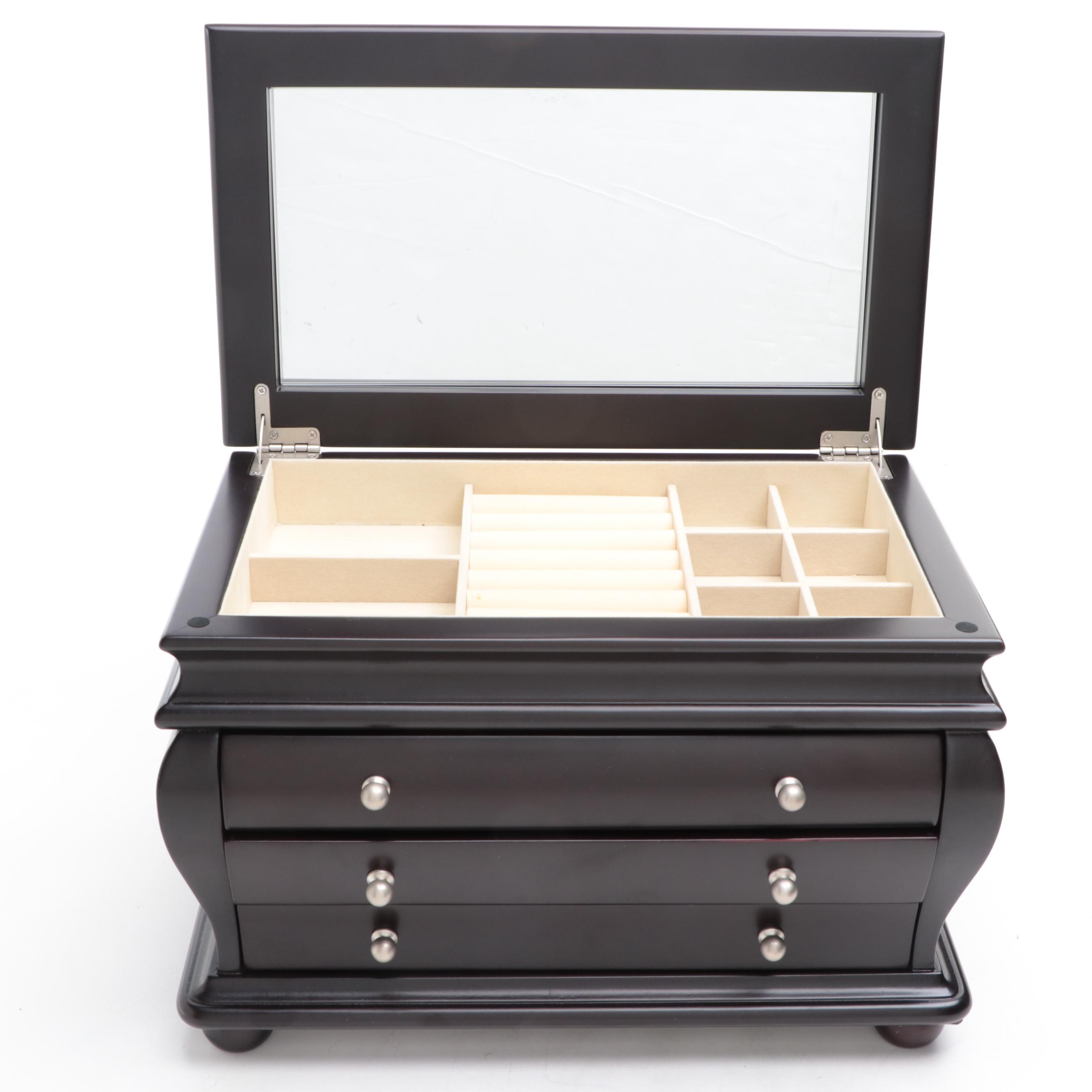 Things Remembered Espresso Finish Three-Drawer Jewelry Box
