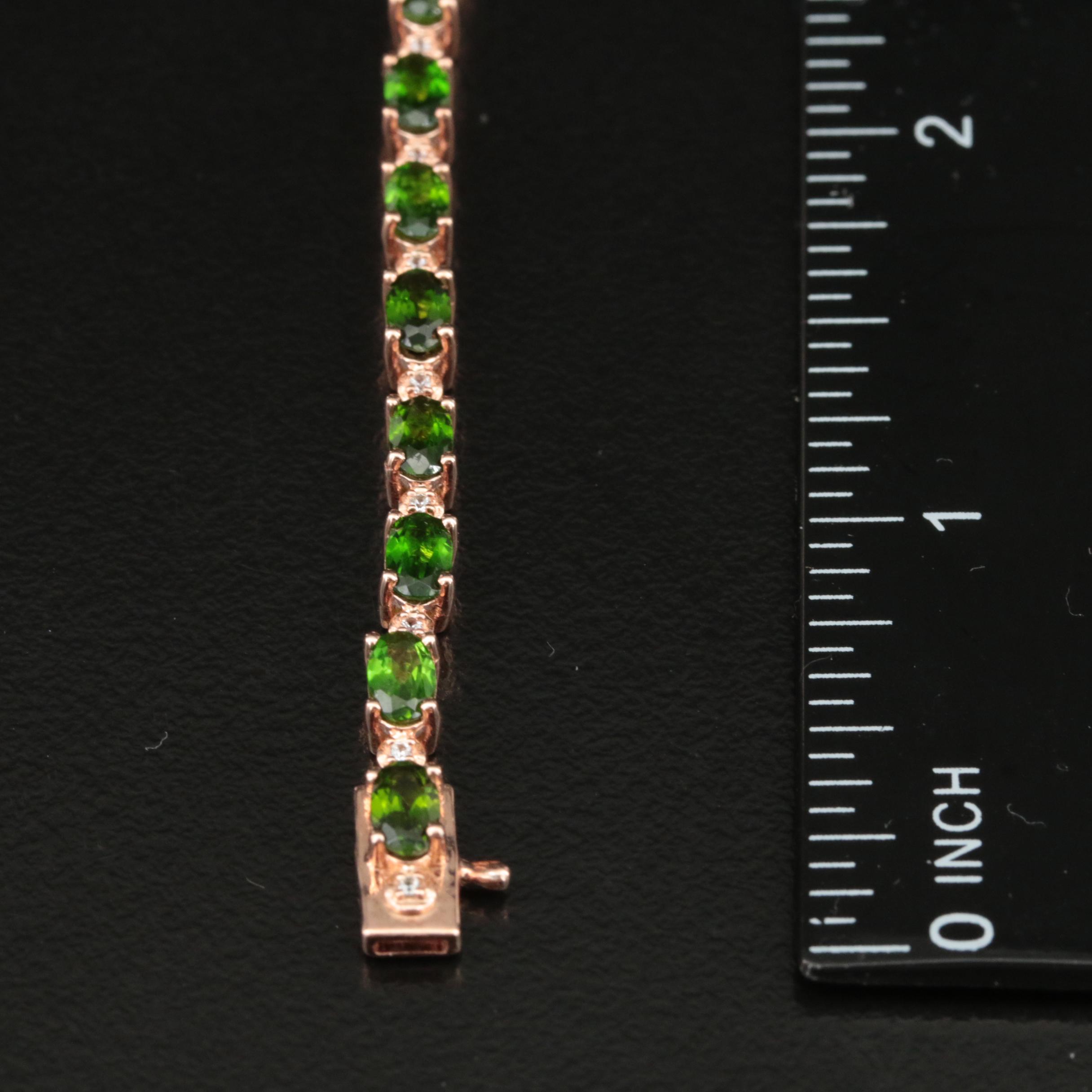 Sterling Diopside and Sapphire Bracelet