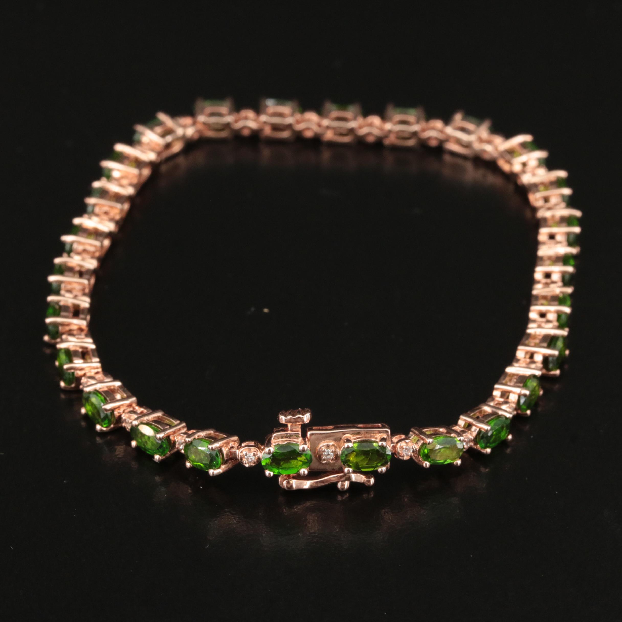 Sterling Diopside and Sapphire Bracelet