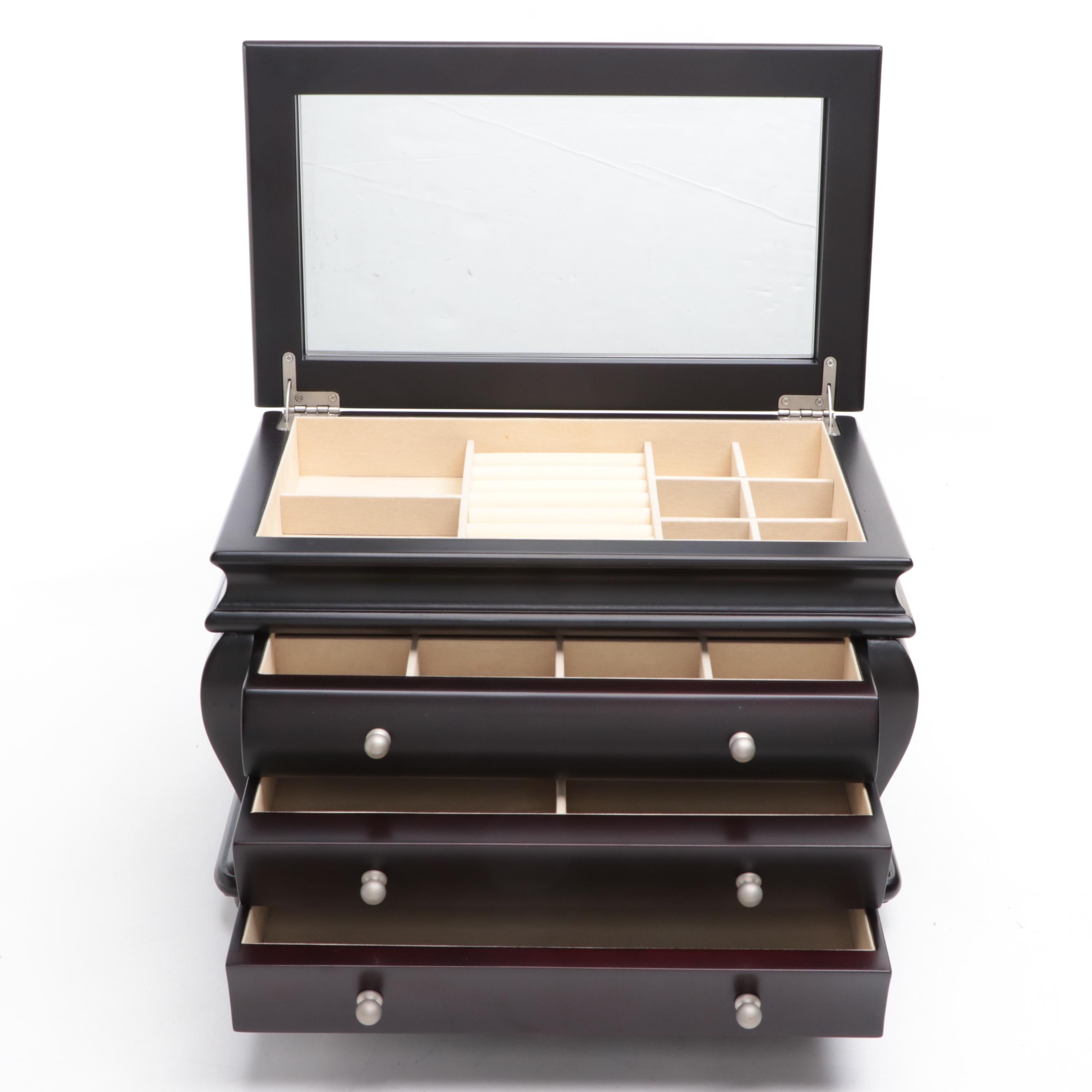 Things Remembered Espresso Finish Three-Drawer Jewelry Box