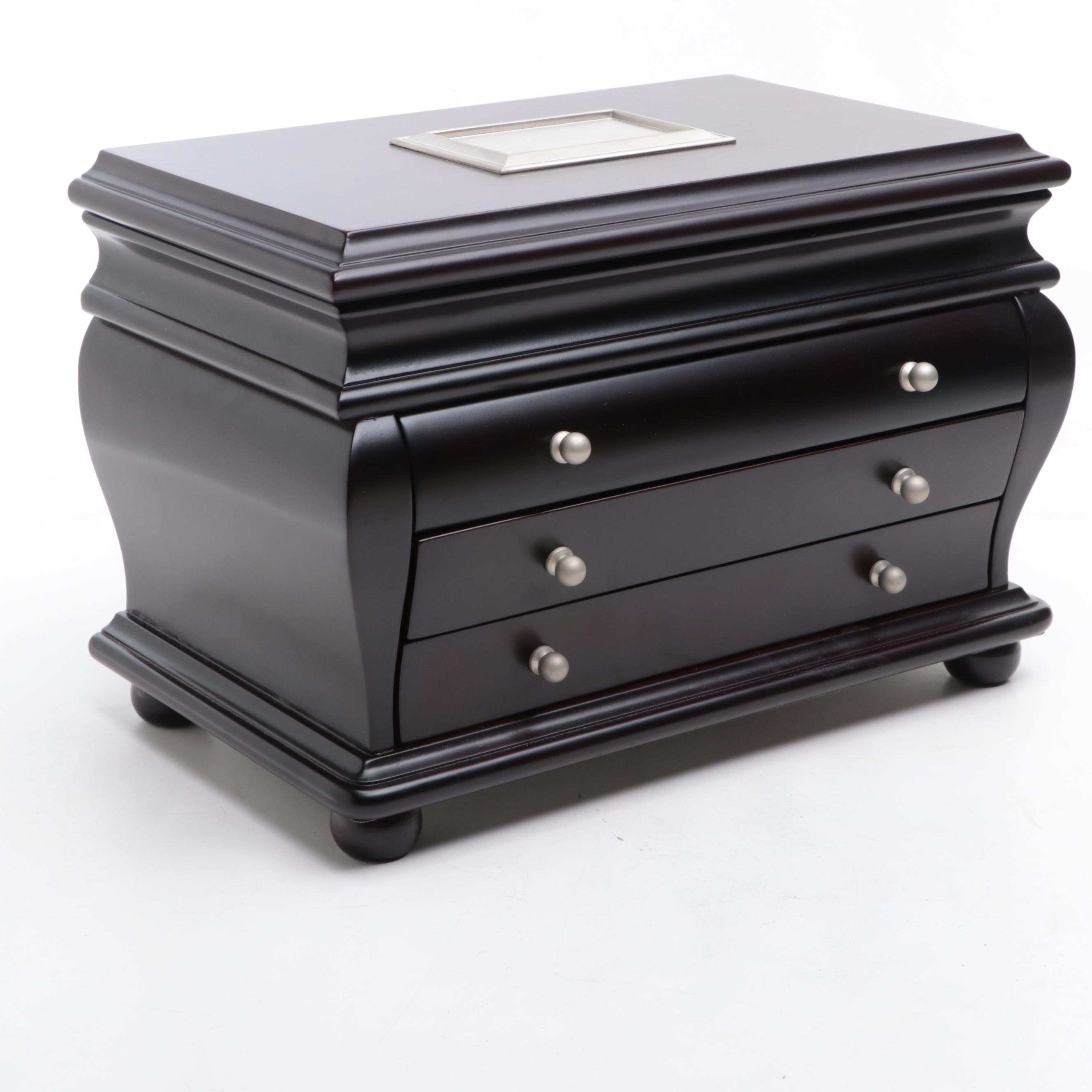 Things Remembered Espresso Finish Three-Drawer Jewelry Box