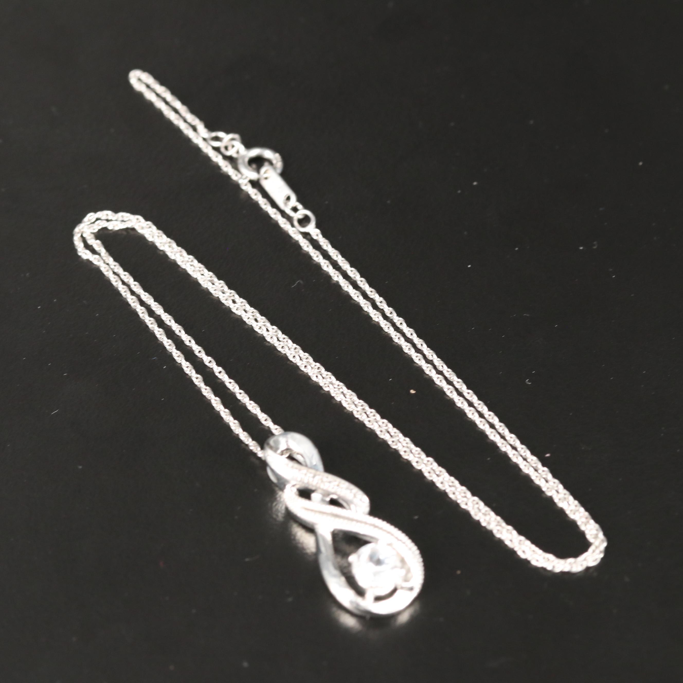 Sterling Sapphire Pendant Necklace