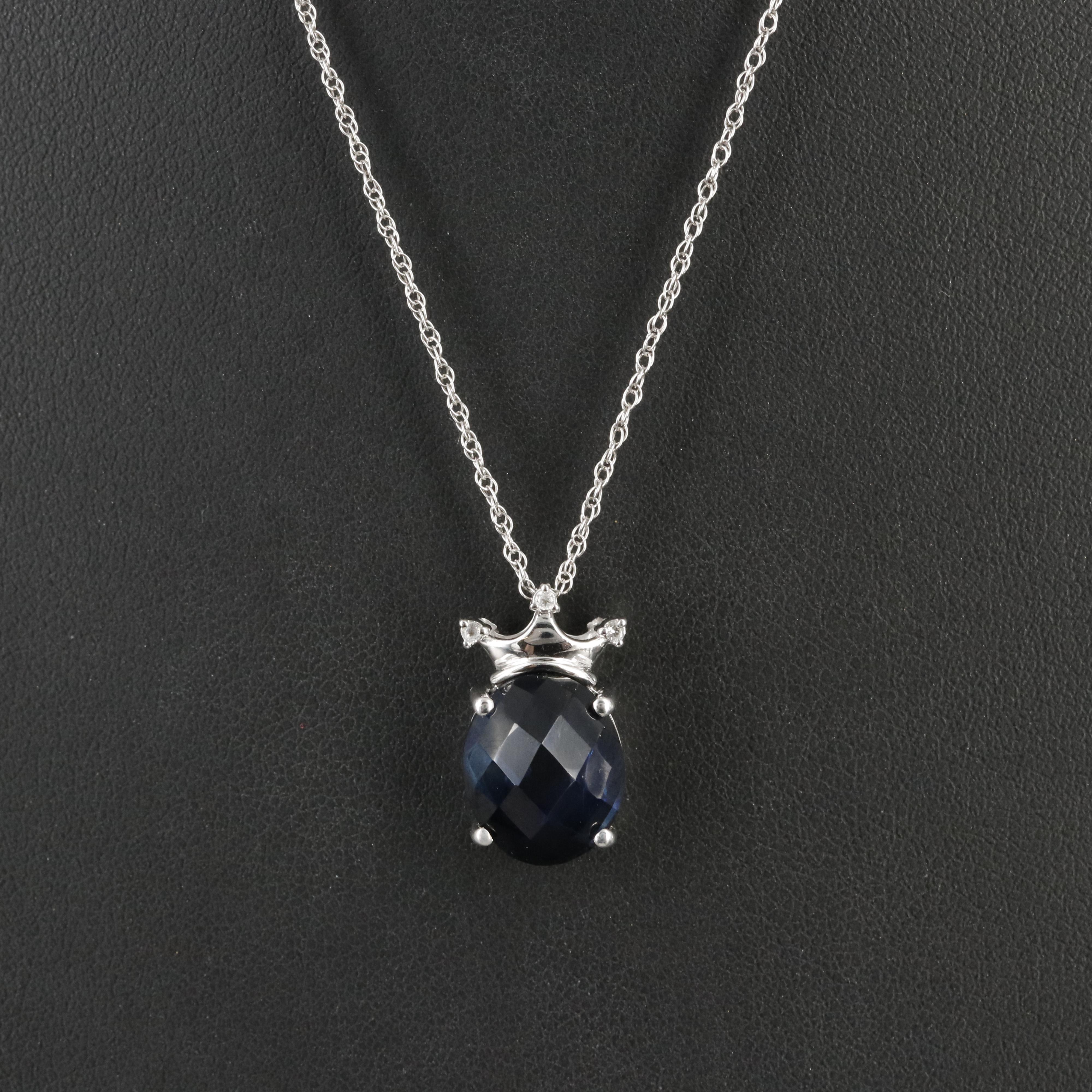 Sterling Sapphire and Topaz Pendant Necklace