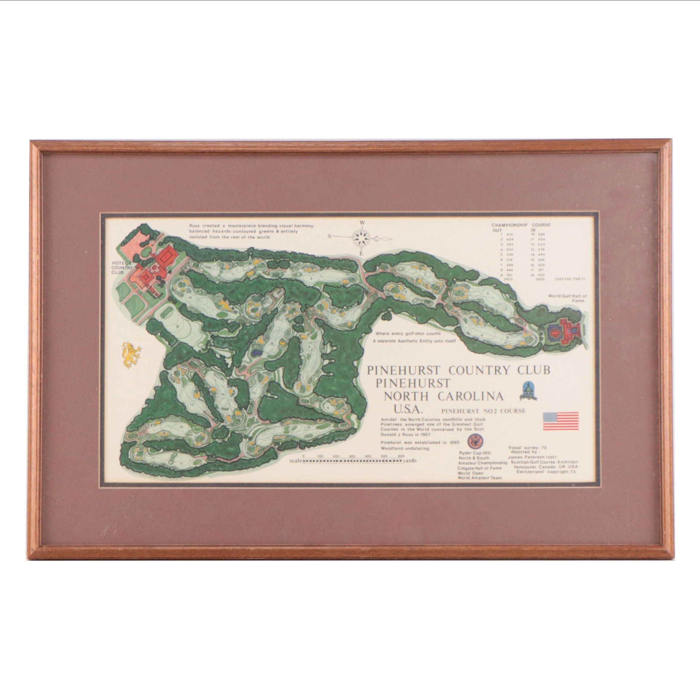 Offset Lithograph Map of Pinehurst Country Club, North Carolina