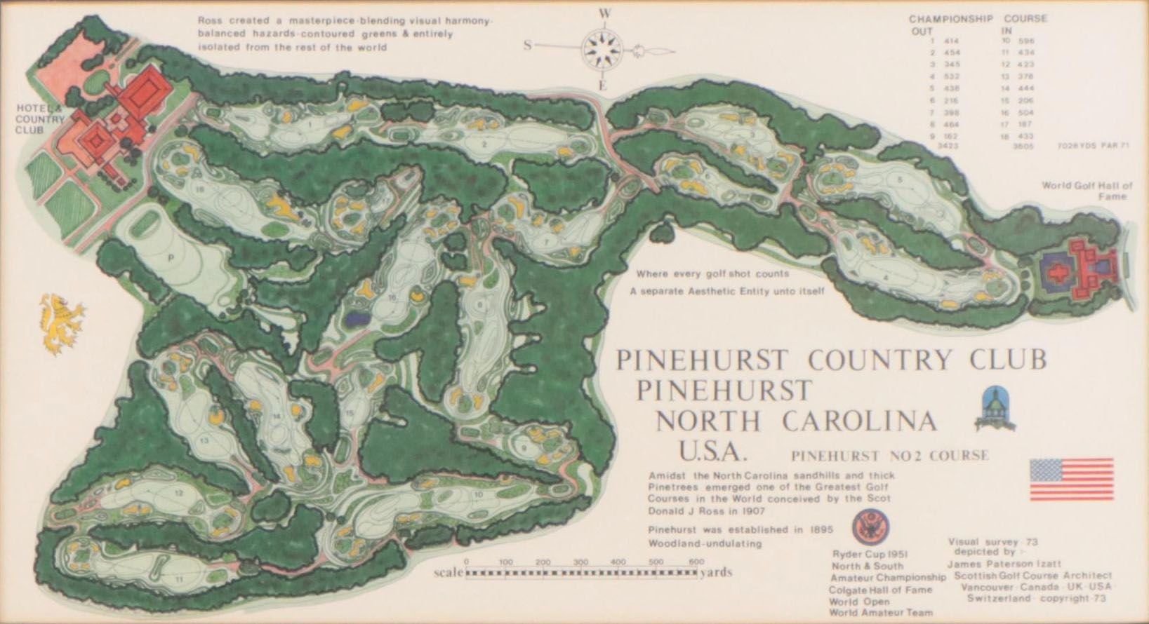 Offset Lithograph Map of Pinehurst Country Club, North Carolina