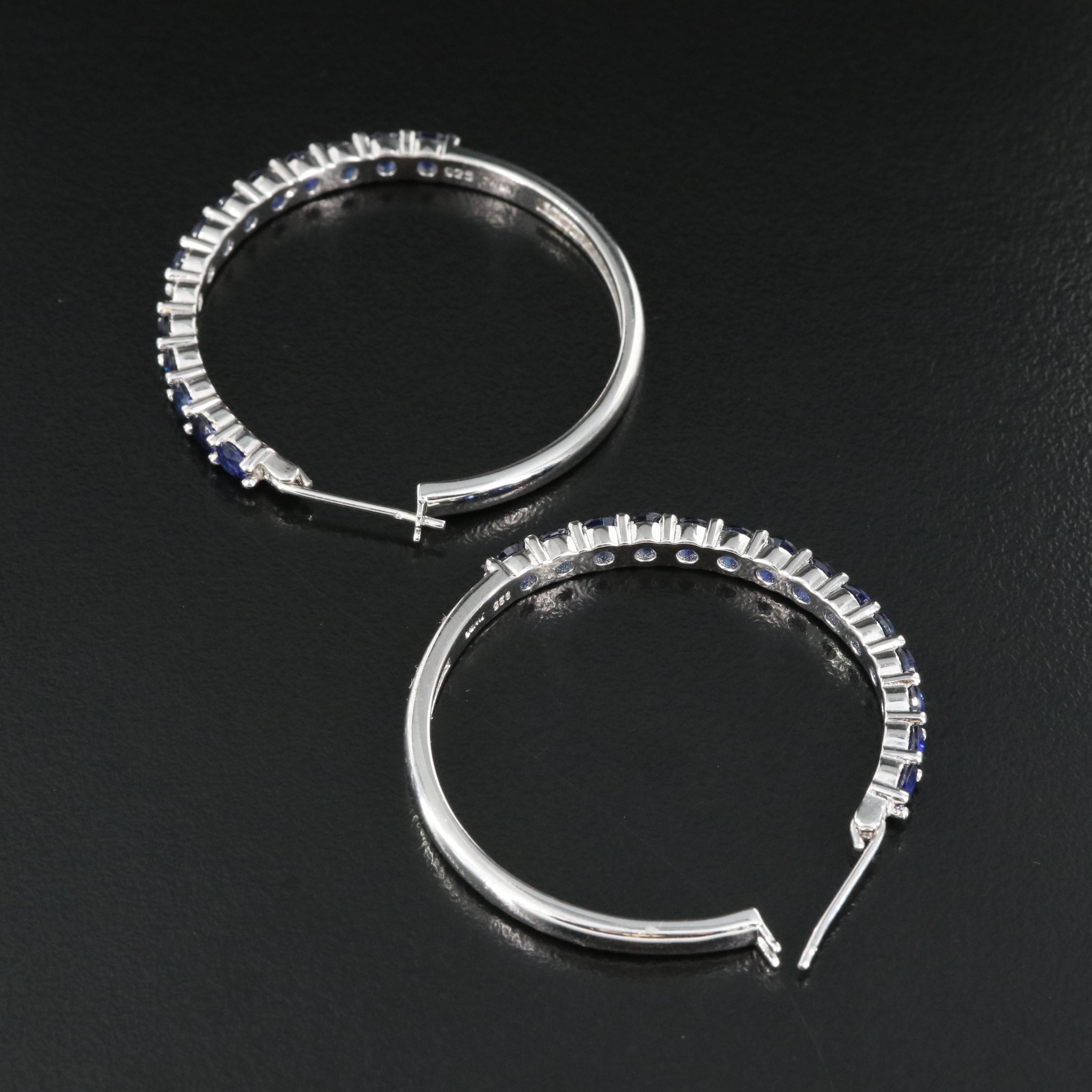 Sterling Sapphire Hoop Earrings
