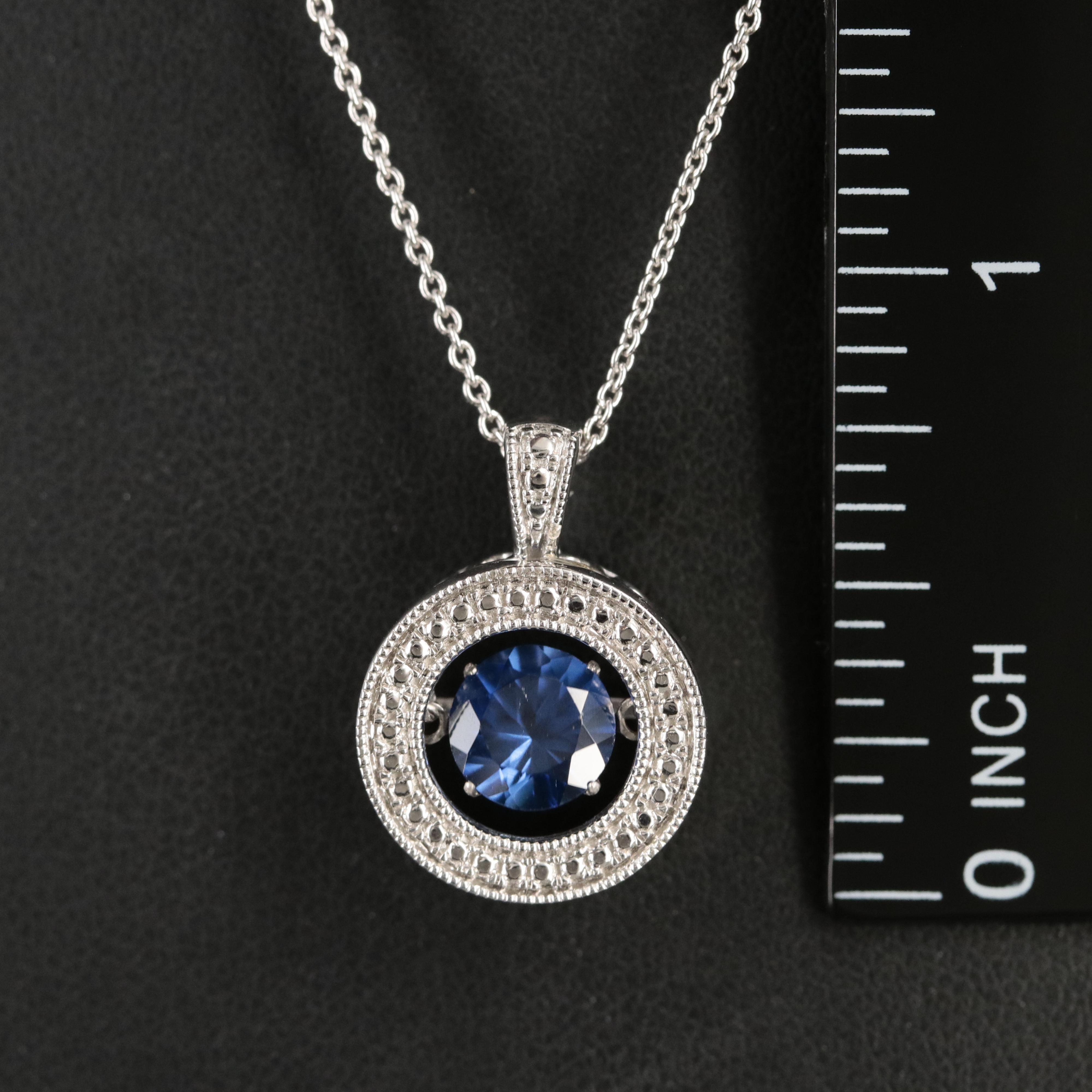 Sterling Sapphire Pendant Necklace