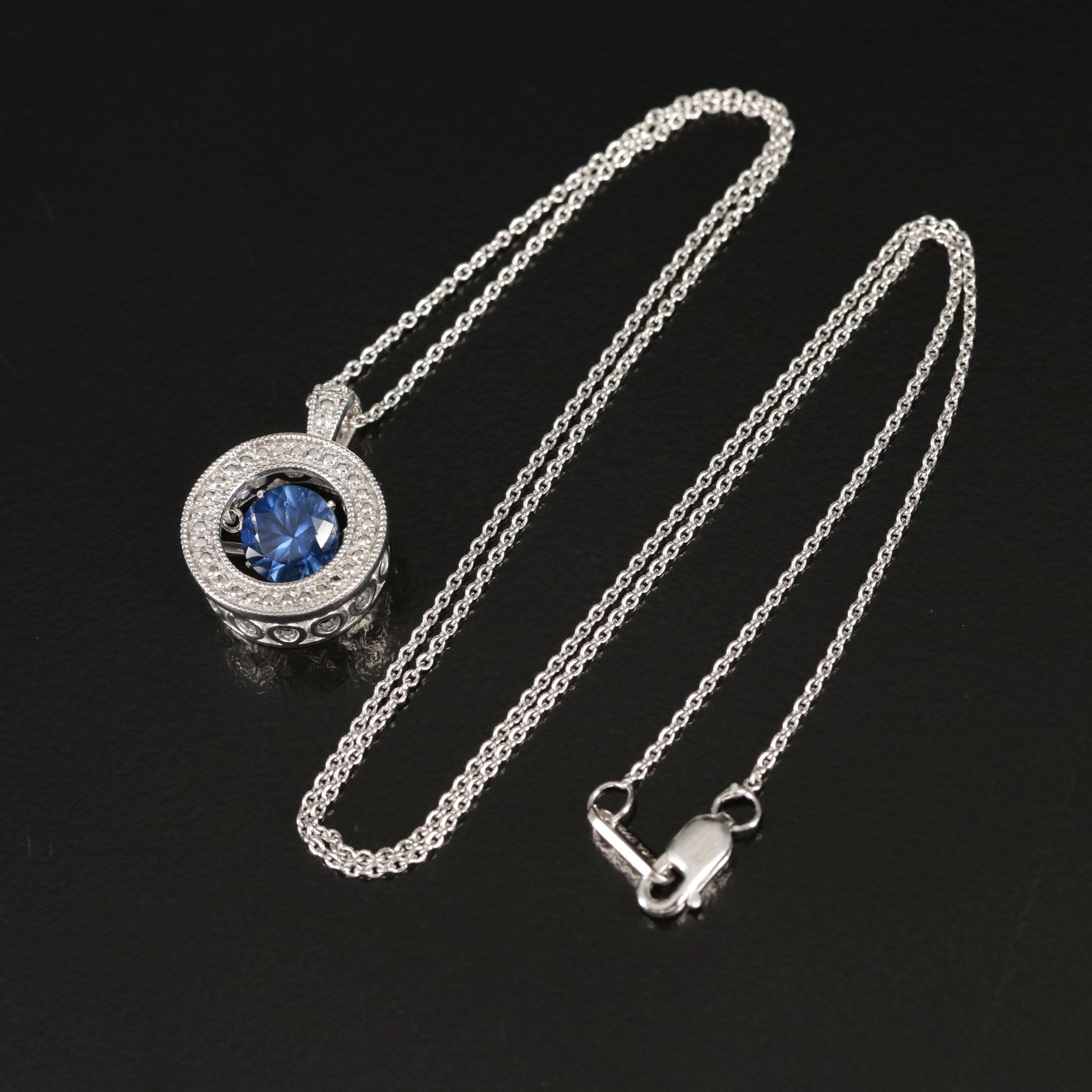 Sterling Sapphire Pendant Necklace