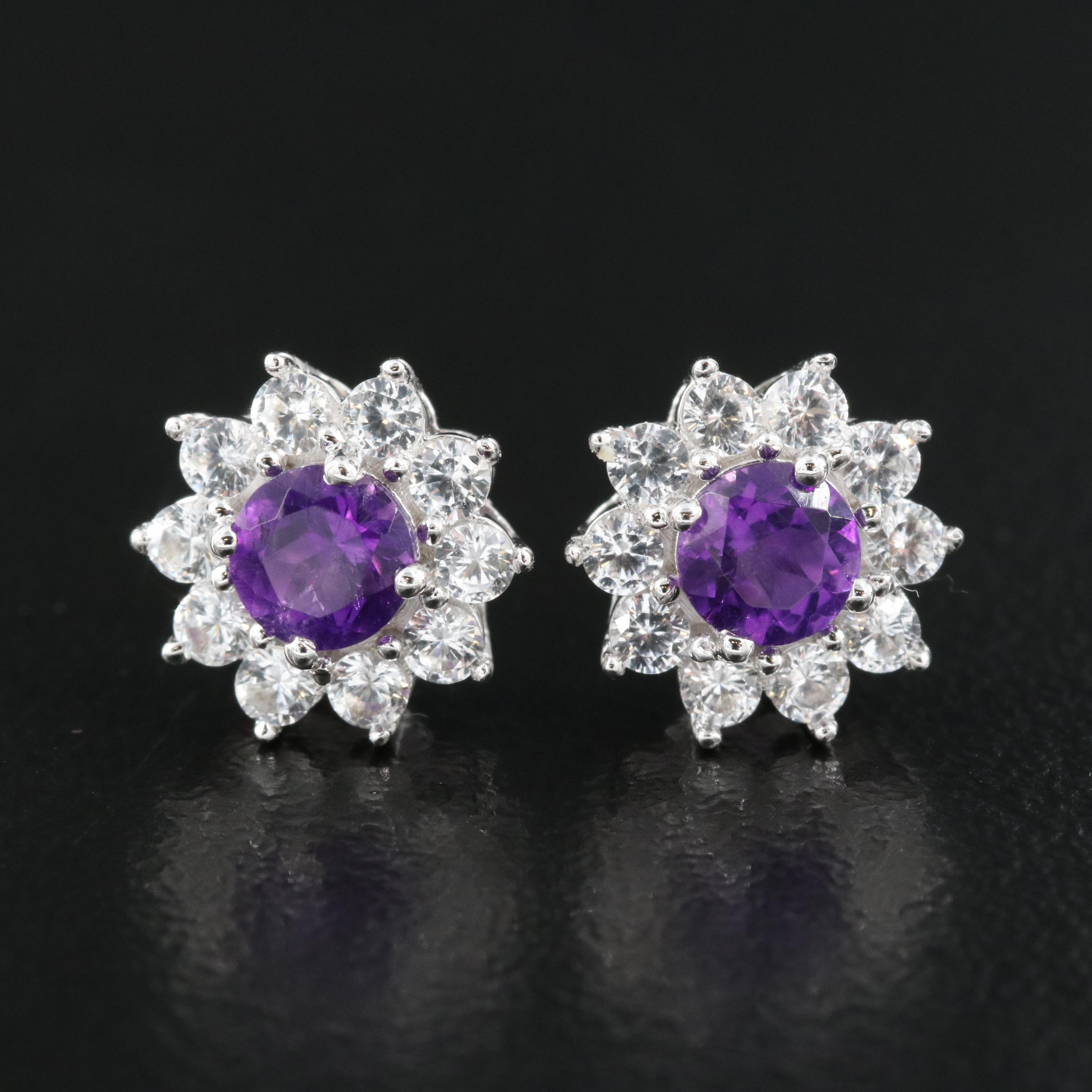 Sterling Amethyst and Sapphire Earrings