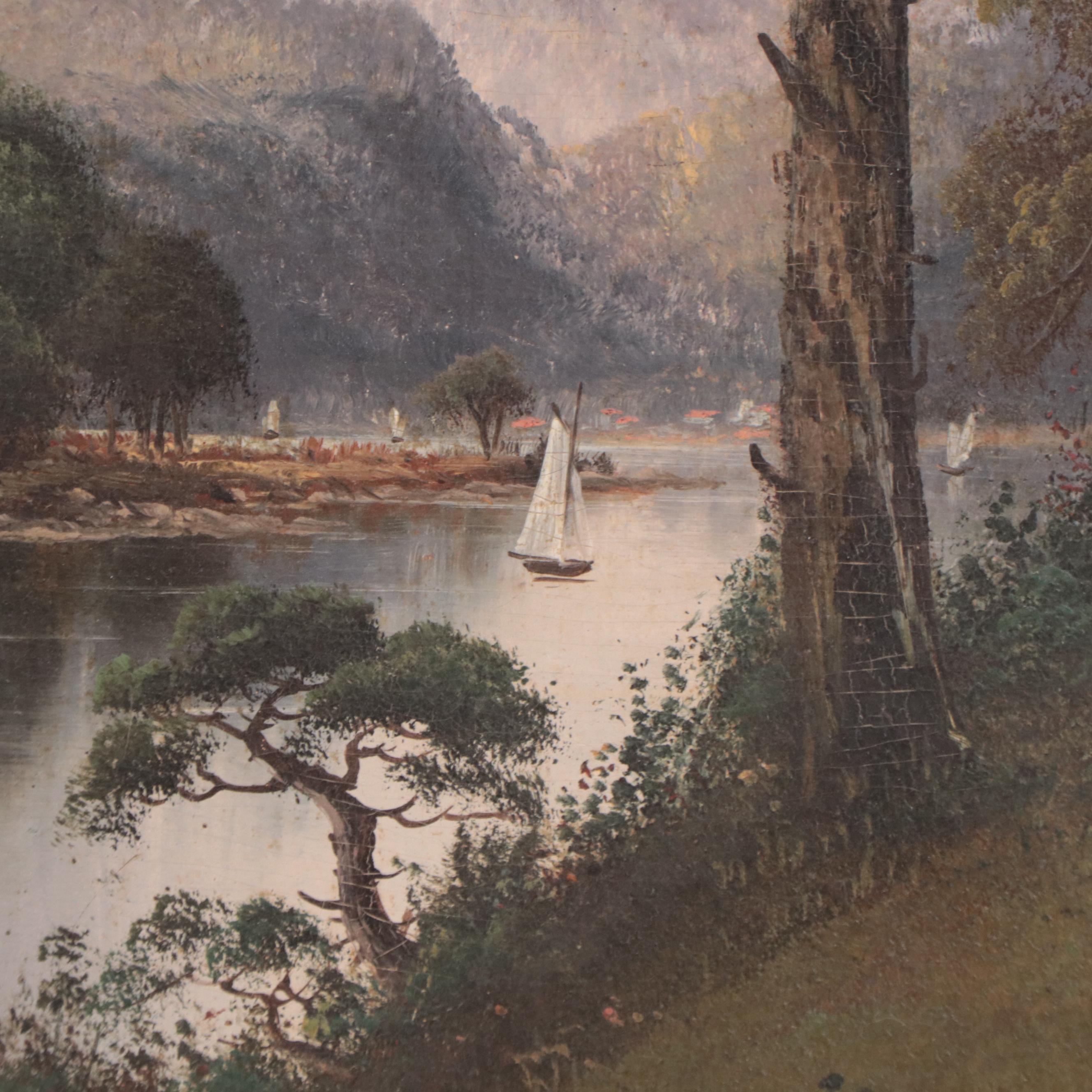 Oil Painting of River Landscape