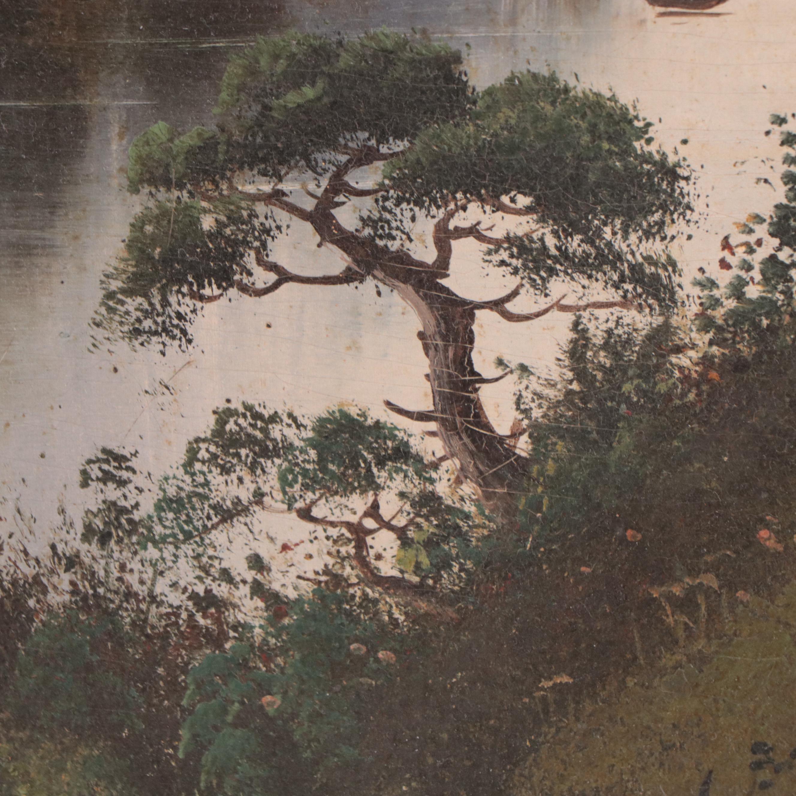 Oil Painting of River Landscape