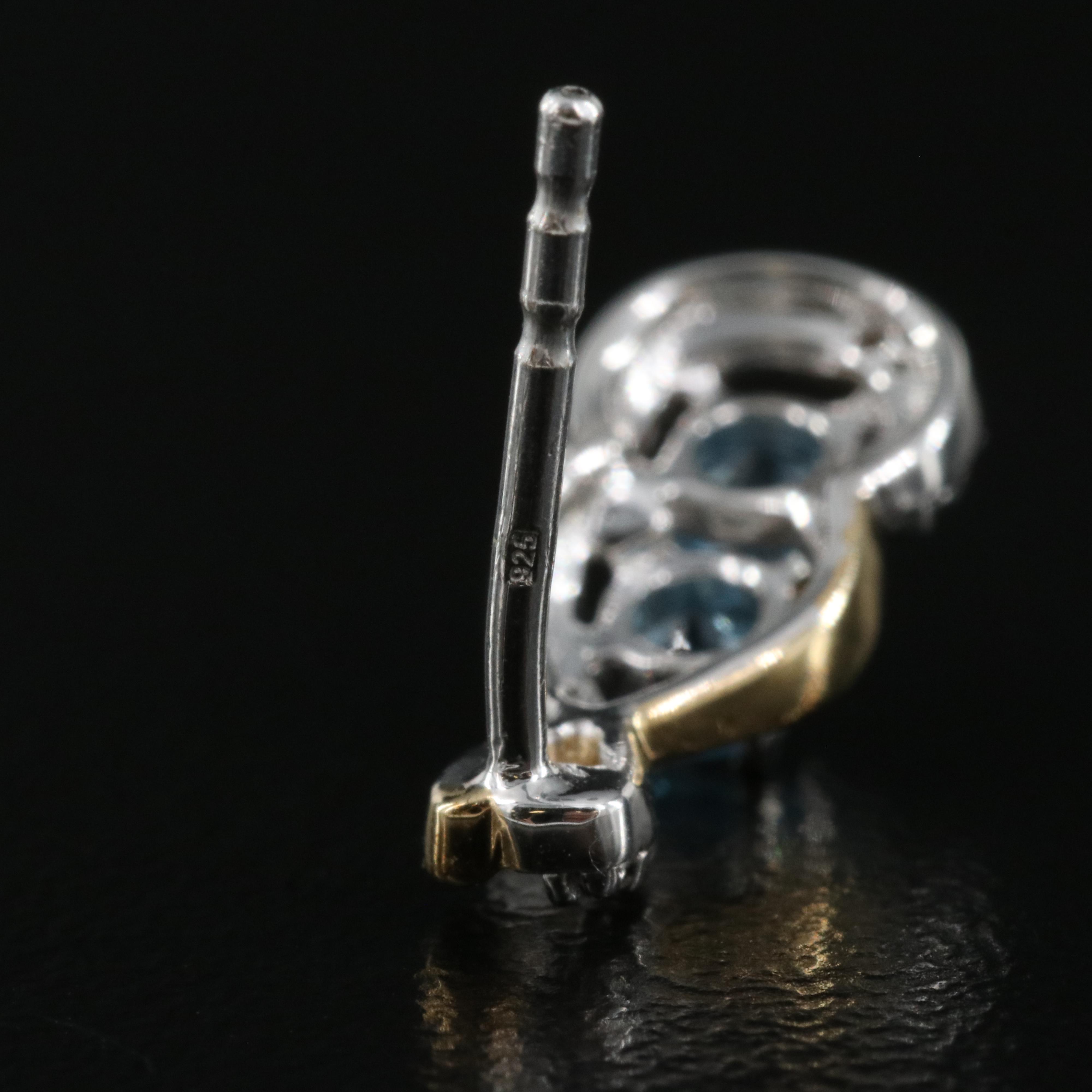 Sterling Swiss Blue Topaz and Cubic Zirconia Earrings